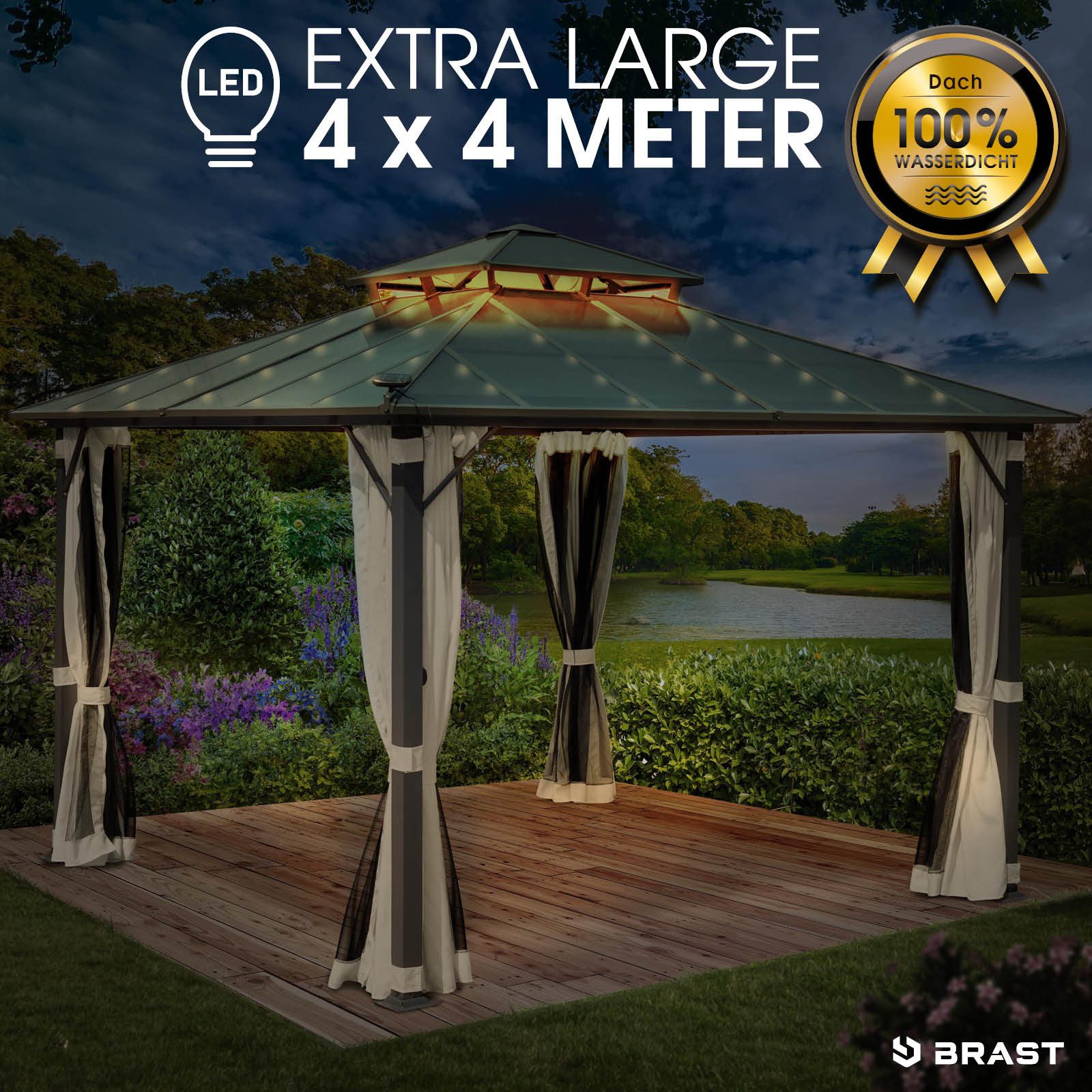 BRAST Pavillon Aluminium Pagode 4x4m inkl. günstig online kaufen