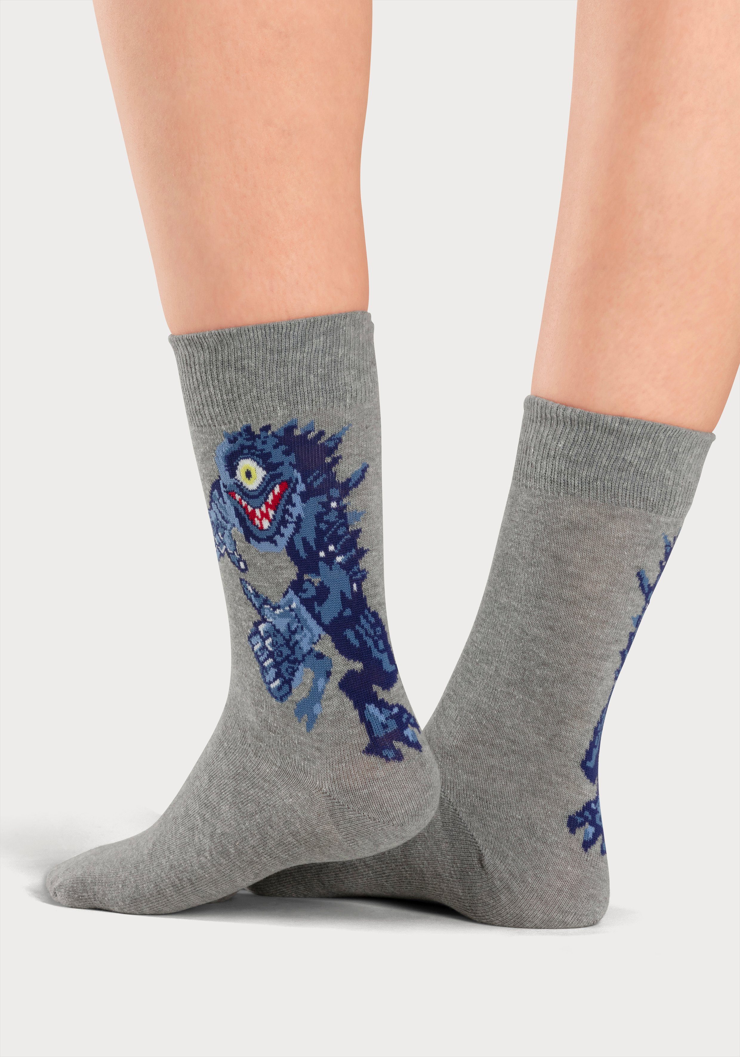 H.I.S Freizeitsocken mit (5-Paar) Motiven Monster