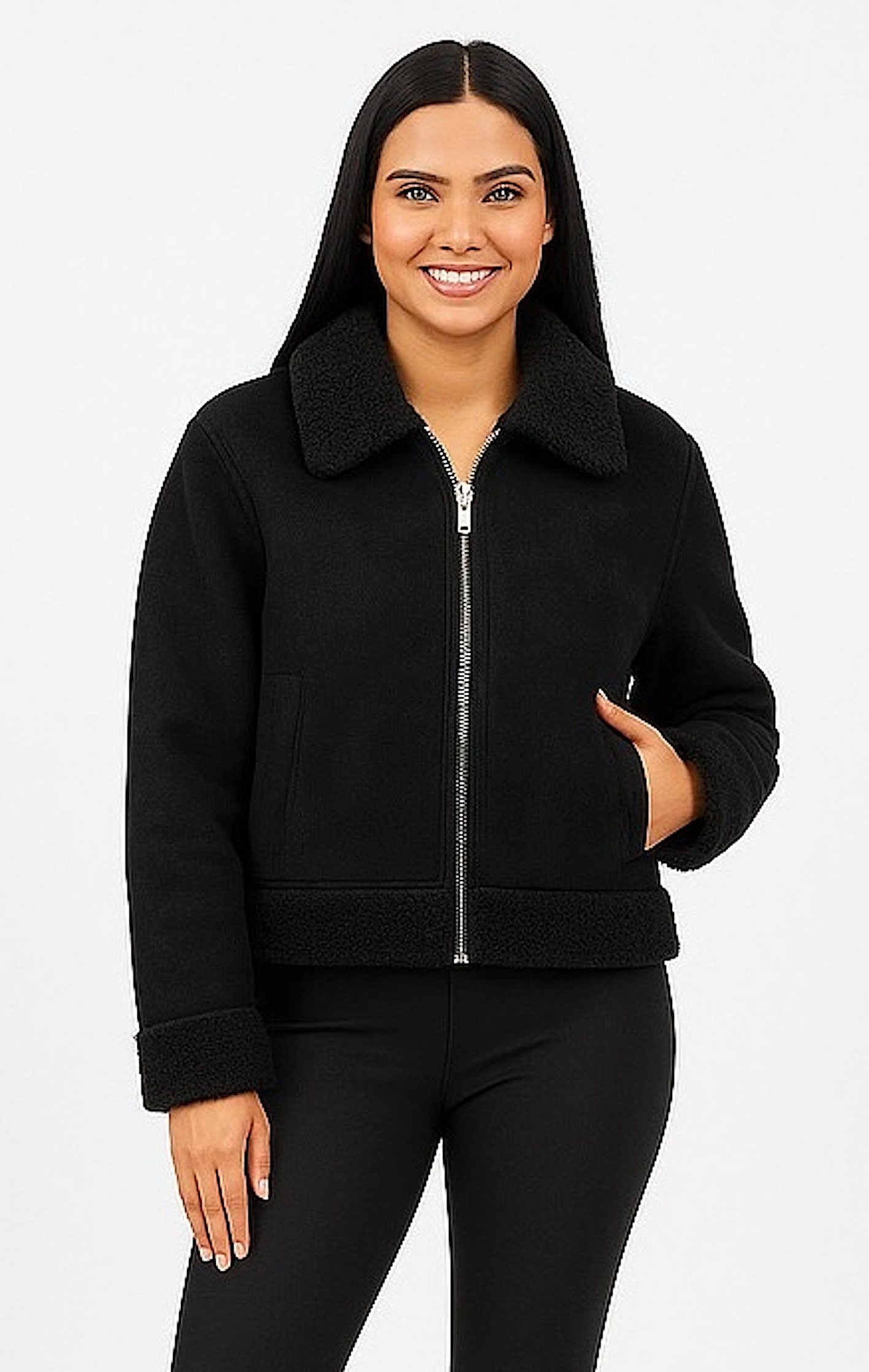 Lederimitatjacke Worldclassca Kunstwildleder Teddy Jacke Warm Gefüttert Übergangsjacke