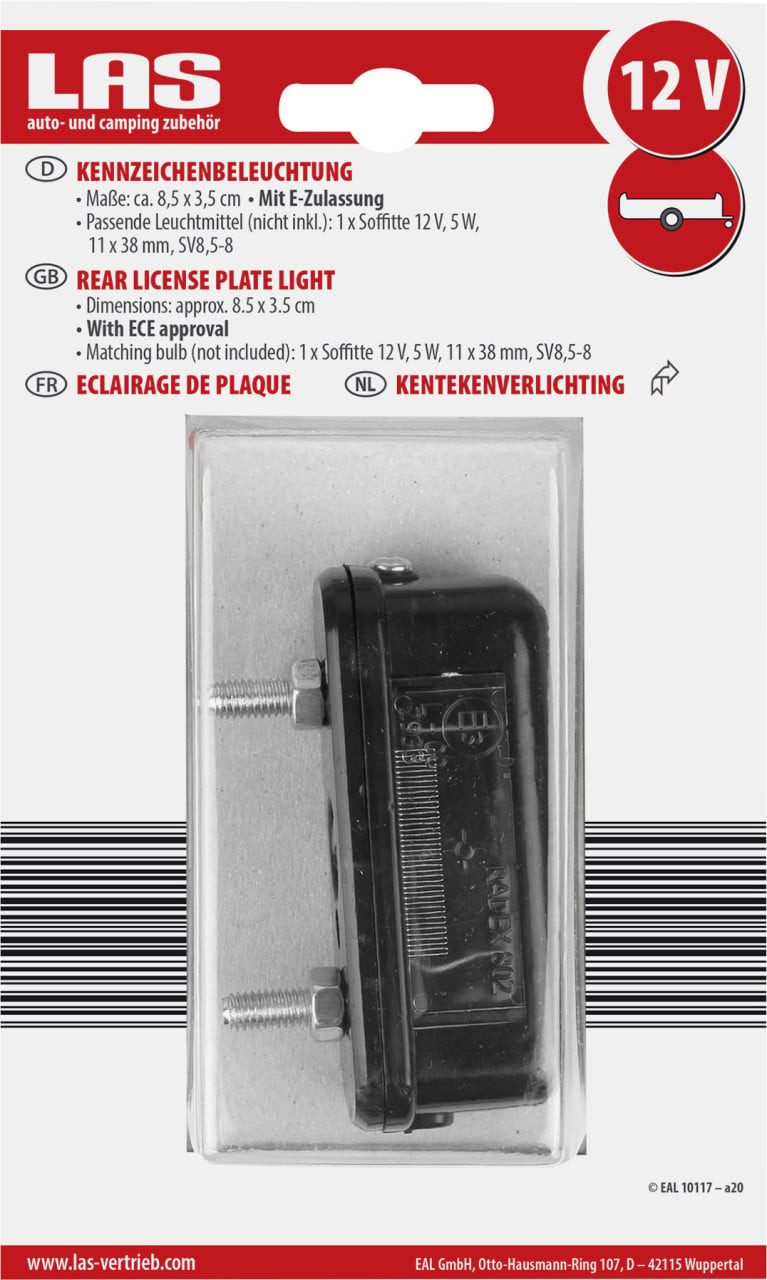 LAS Anhängerkupplung LAS Kennzeichenbeleuchtung 85x35mm für Anhänger