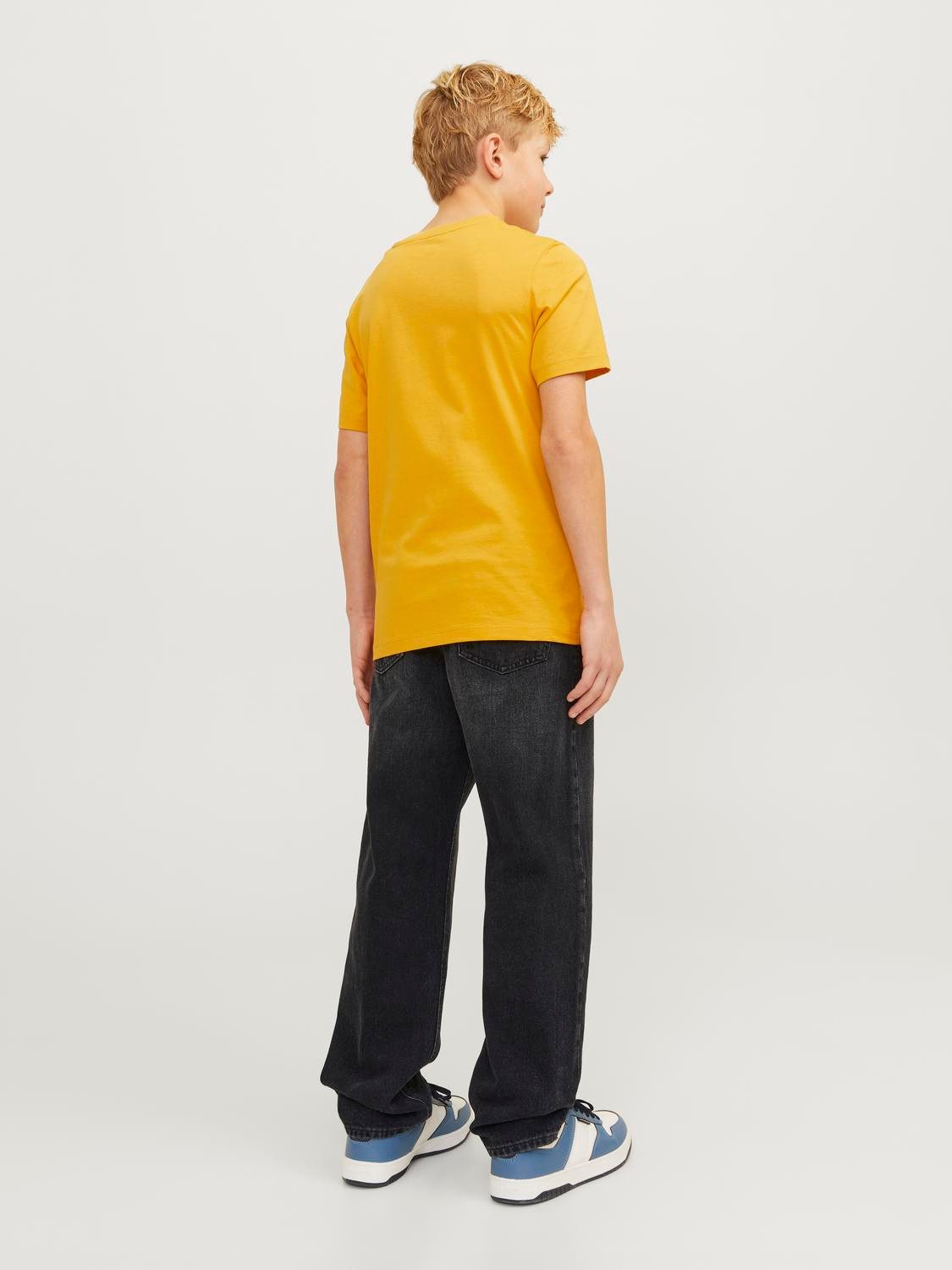Jack & Jones Junior Relax-fit-Jeans JJICHRIS bequem, pflegeleicht, mit Taschen Abriebeffekte, modisch, loose fit, Denim