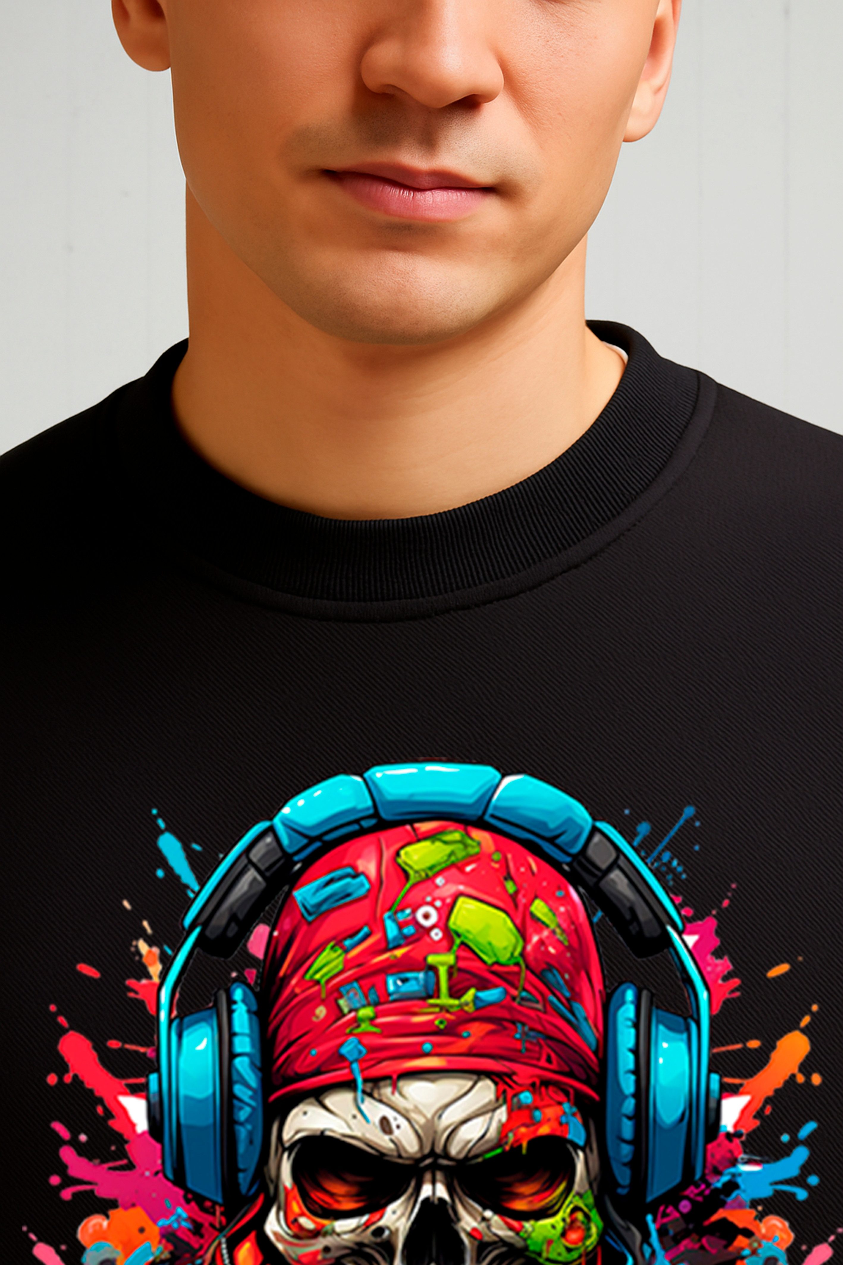 Banco Sweatshirt Herren Rundhals Pullover - Stylischer Skeletten_Kopf Unifa günstig online kaufen