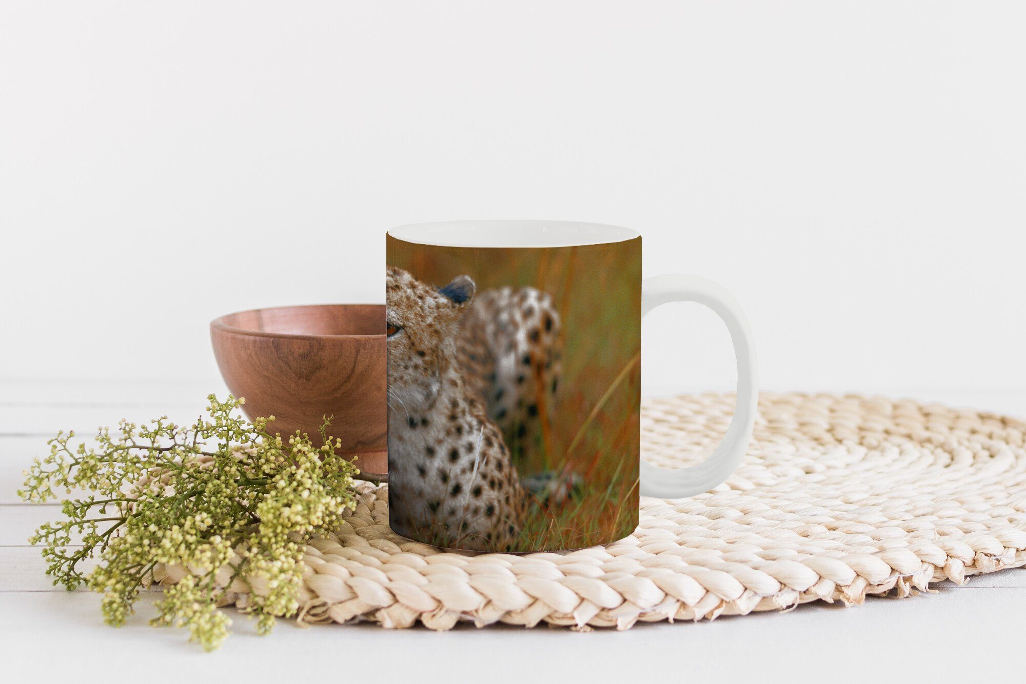 Teetasse, Teetasse, Keramik, MuchoWow Becher, Geschenk Geparden Tasse Kaffeetassen, zusammen, sitzen