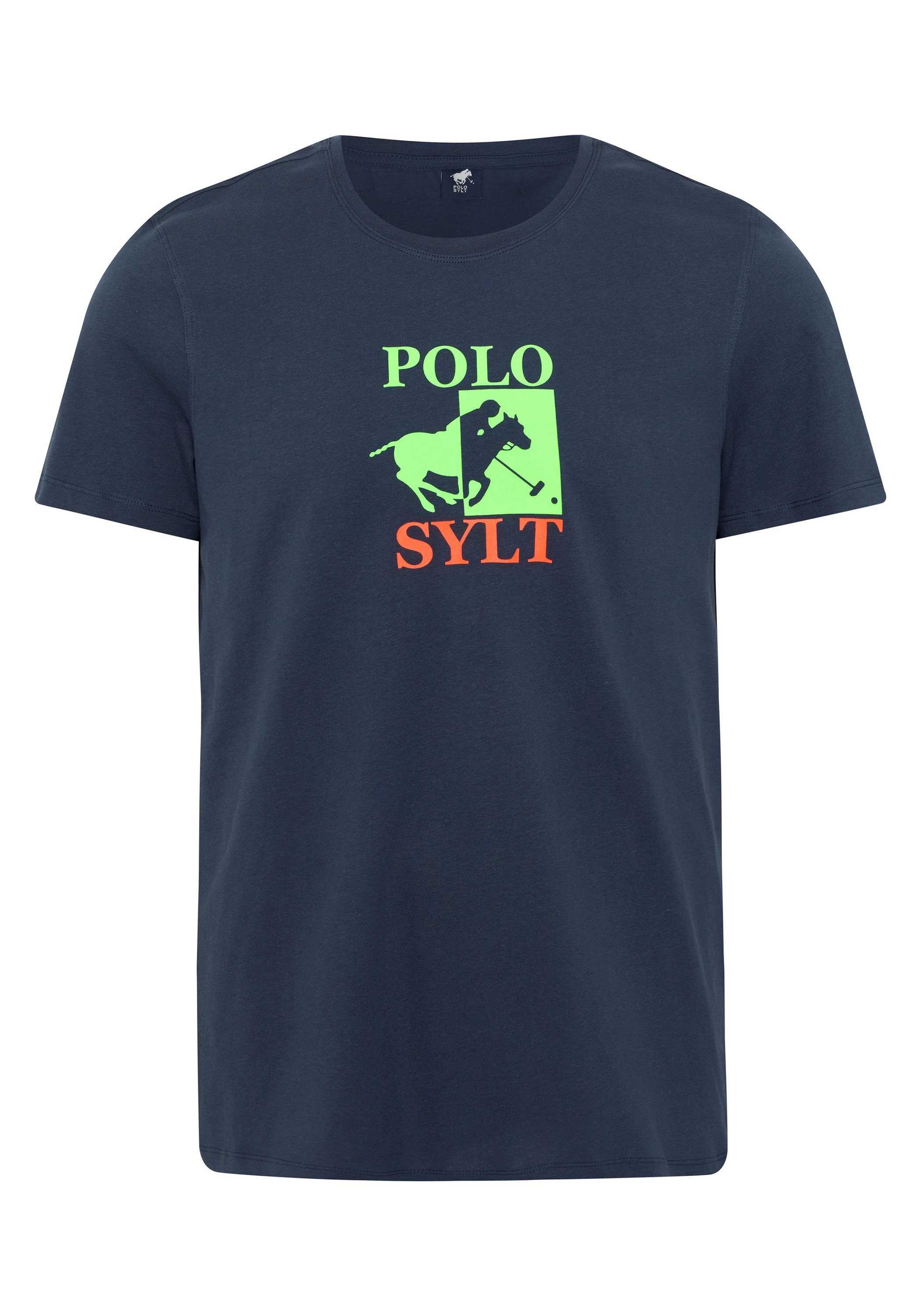 Polo Sylt Print-Shirt mit großem Logoprint 19-4010 Total Eclipse