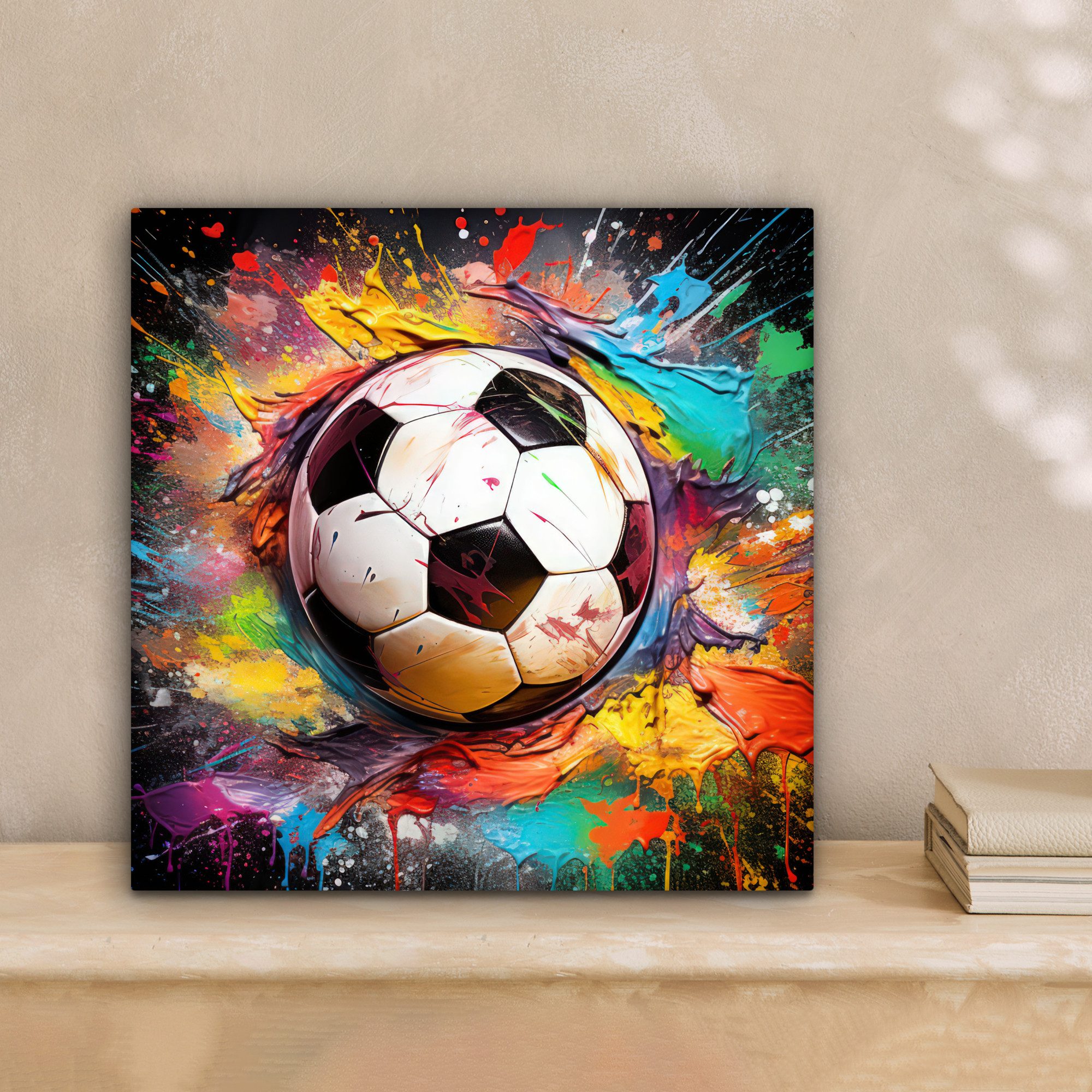 OneMillionCanvasses® Leinwandbild Fußball - Farbe - Farben - Schwarz - Weiß günstig online kaufen