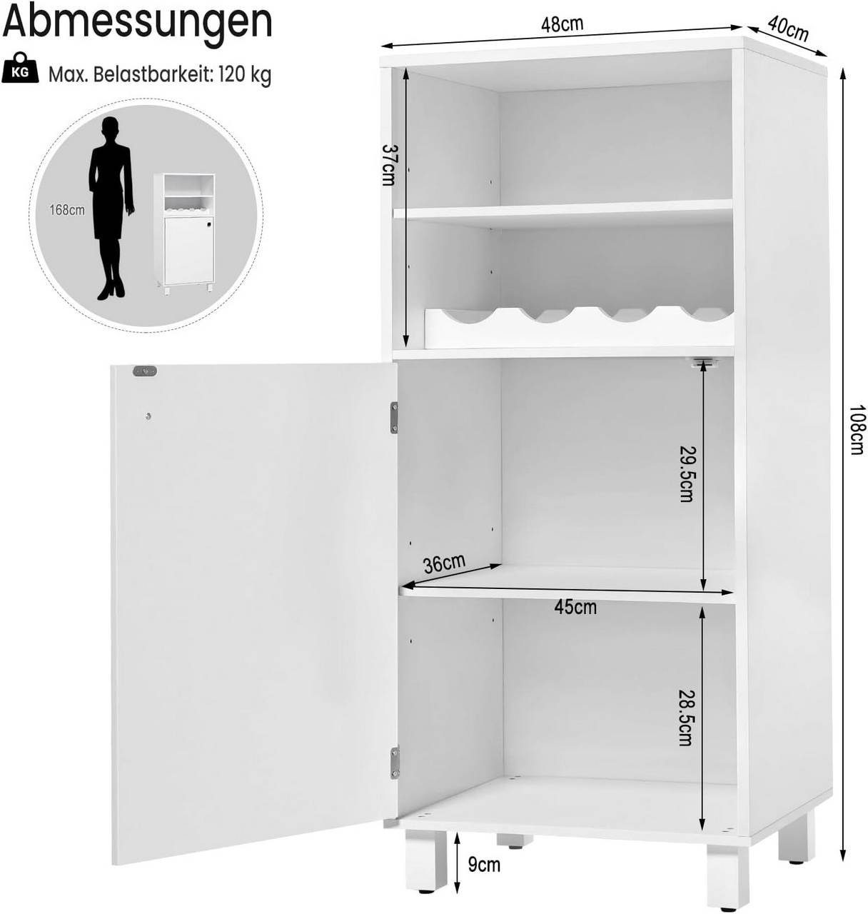 Woltu Weinschrank (1-St) Küchenschrank mit Weinregal