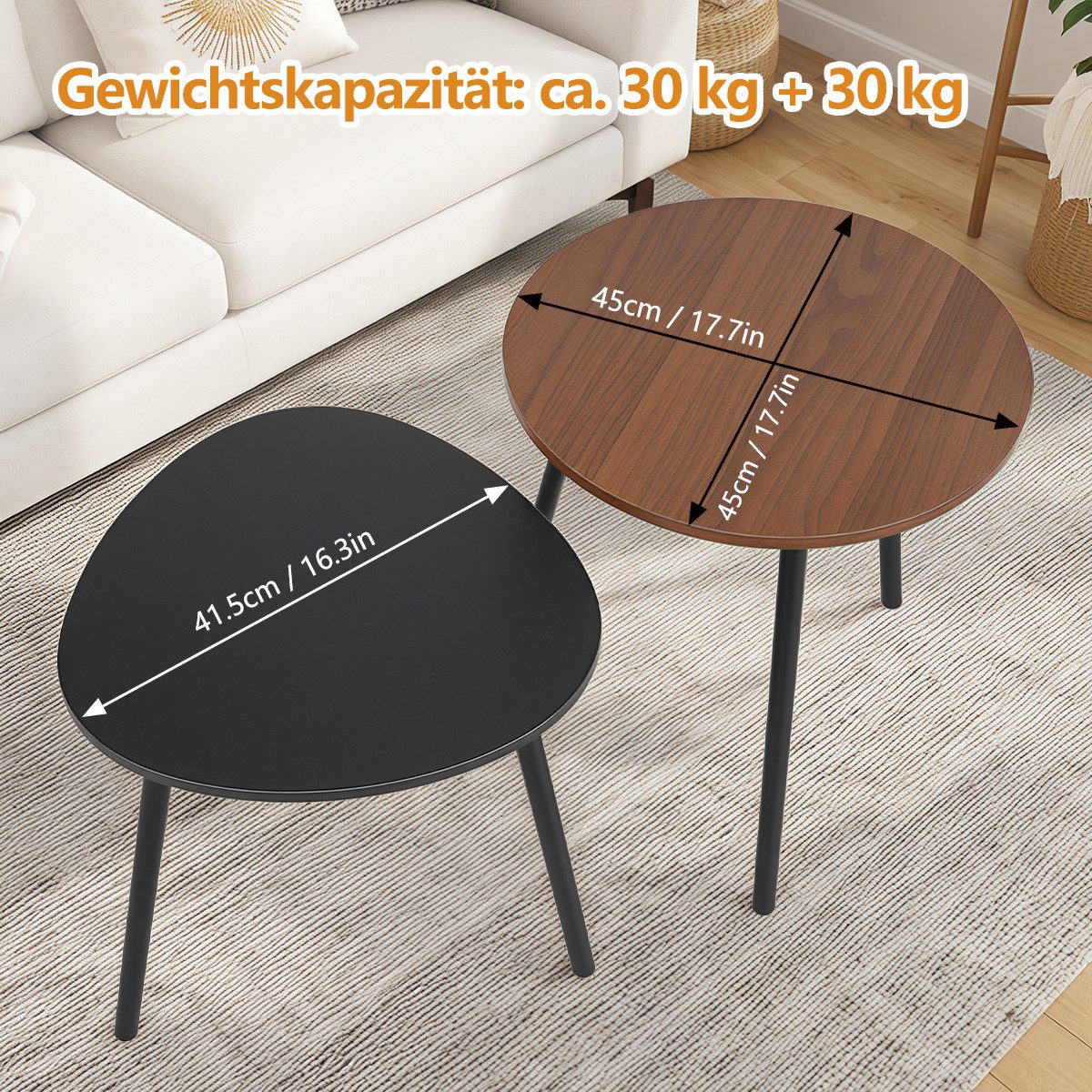 Simloveve Couchtisch 2er Set Beistelltisch Holz Satztisch Wohnzimmertisch S günstig online kaufen