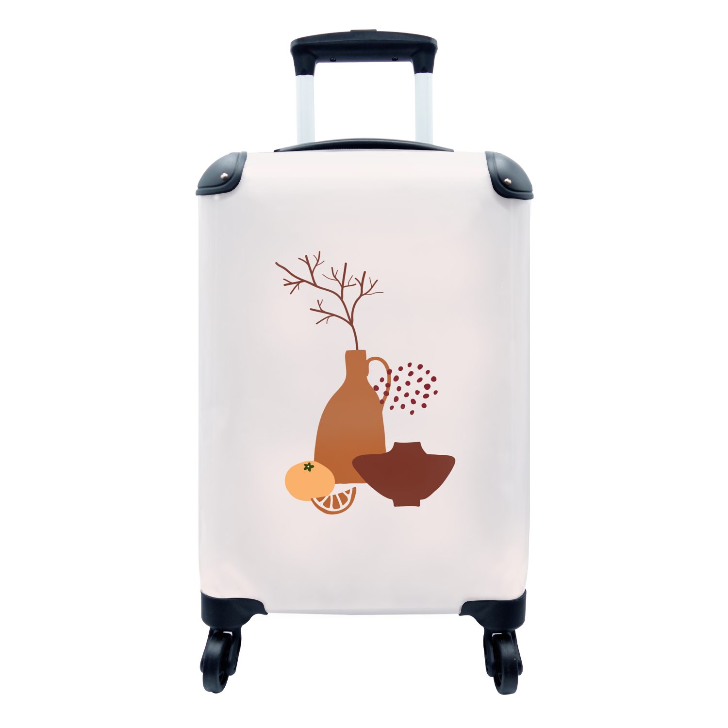 MuchoWow Handgepäckkoffer Vasen - Obst - Design, 4 Rollen, Reisetasche mit rollen, Handgepäck für Ferien, Trolley, Reisekoffer