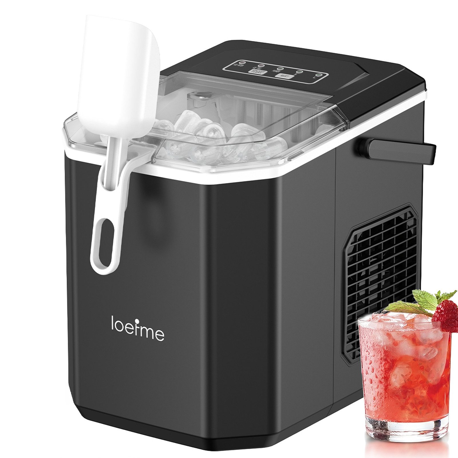 loefme Eiswürfelmaschine 9 Eiswürfel in 6-13 Mins, 1,2L Wassertank, Kompakter Eiswürfelbereiter, 2 Größen, Selbstreinigung & LED-Anzeige