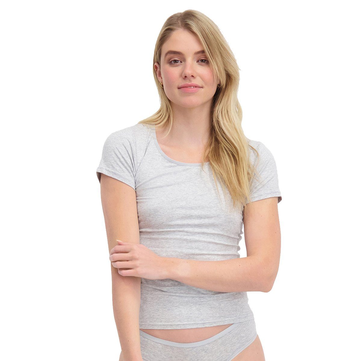 T-Shirt Grau basics Pack Bamboo 4er KATE, Unterhemd - Damen Unterhemd