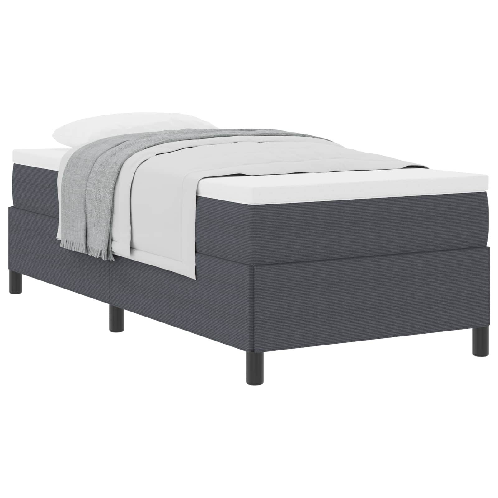 vidaXL Bett Boxspringbett Dunkelgrau 90 x 190 cm Cordstoff (1-tlg)