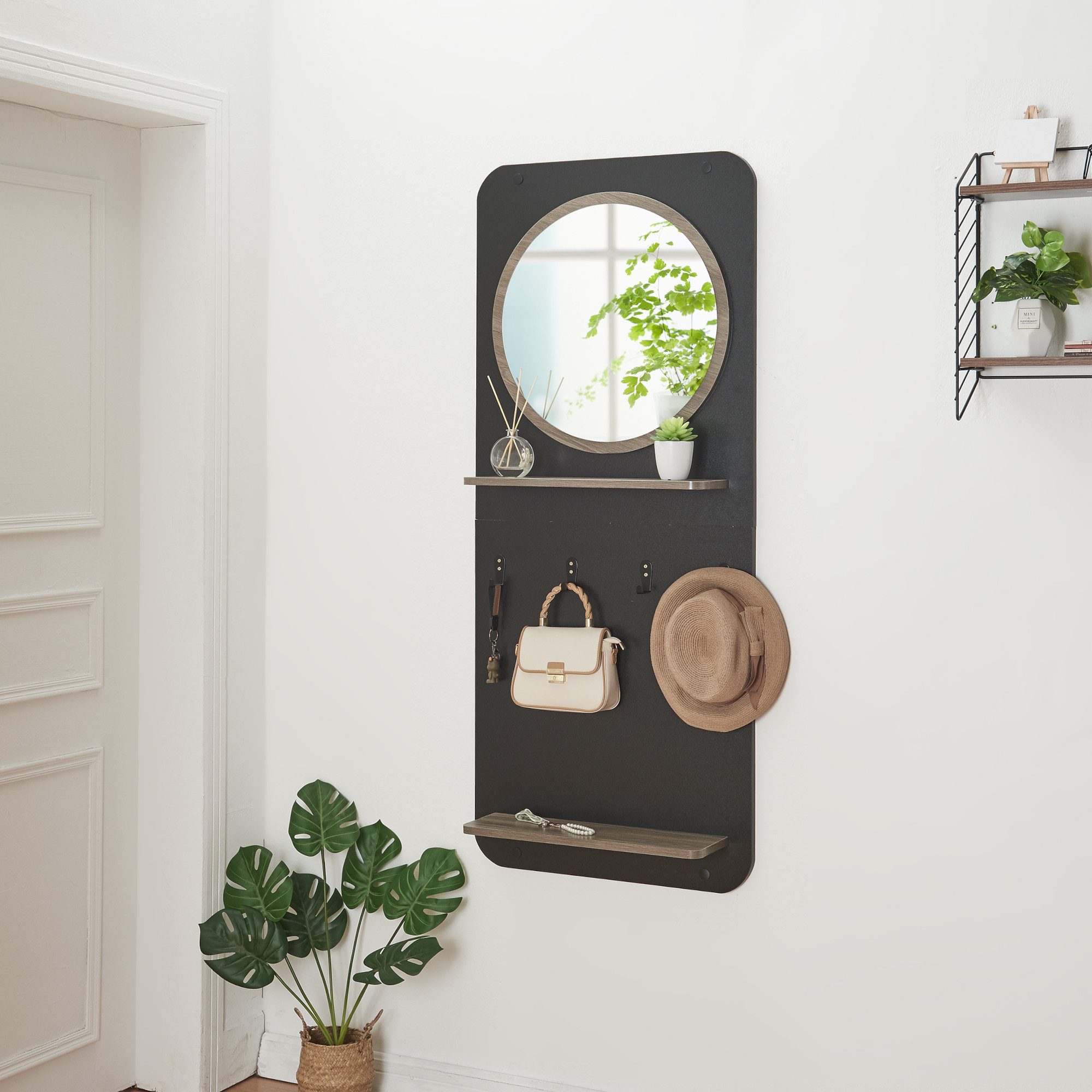en.casa Garderobenpaneel, Flurgarderobe »Helsinge« mit Spiegel günstig online kaufen