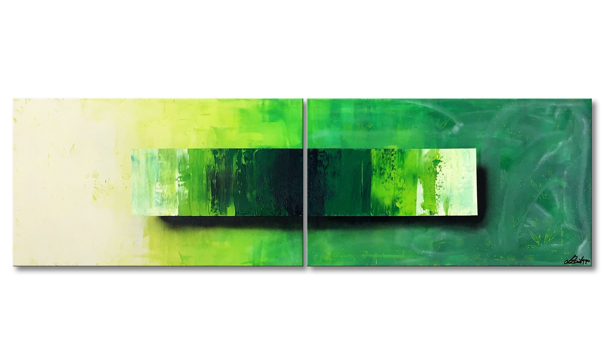 WandbilderXXL Gemälde Jungle Breeze 200 x 60 cm, Abstraktes Gemälde, handgemaltes Unikat