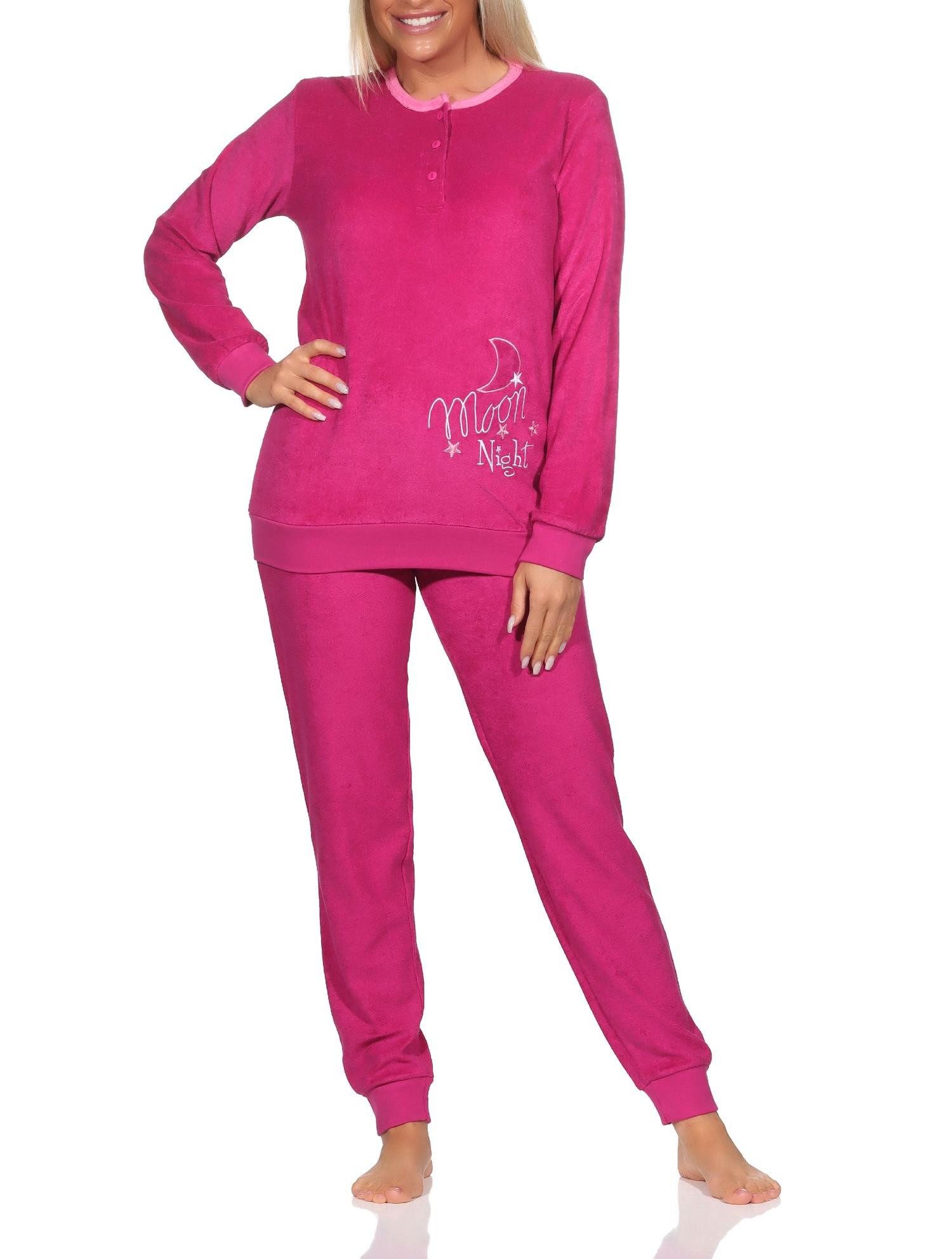 Pyjama Normann Damen Frottee langarm Schlafanzug - auch in Übergrössen