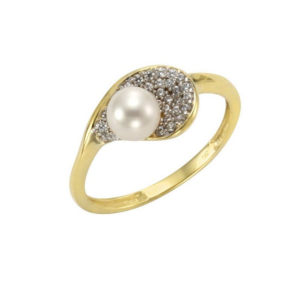 Vivance Ring 333 Gelbgold Perle Zirkonia Otto