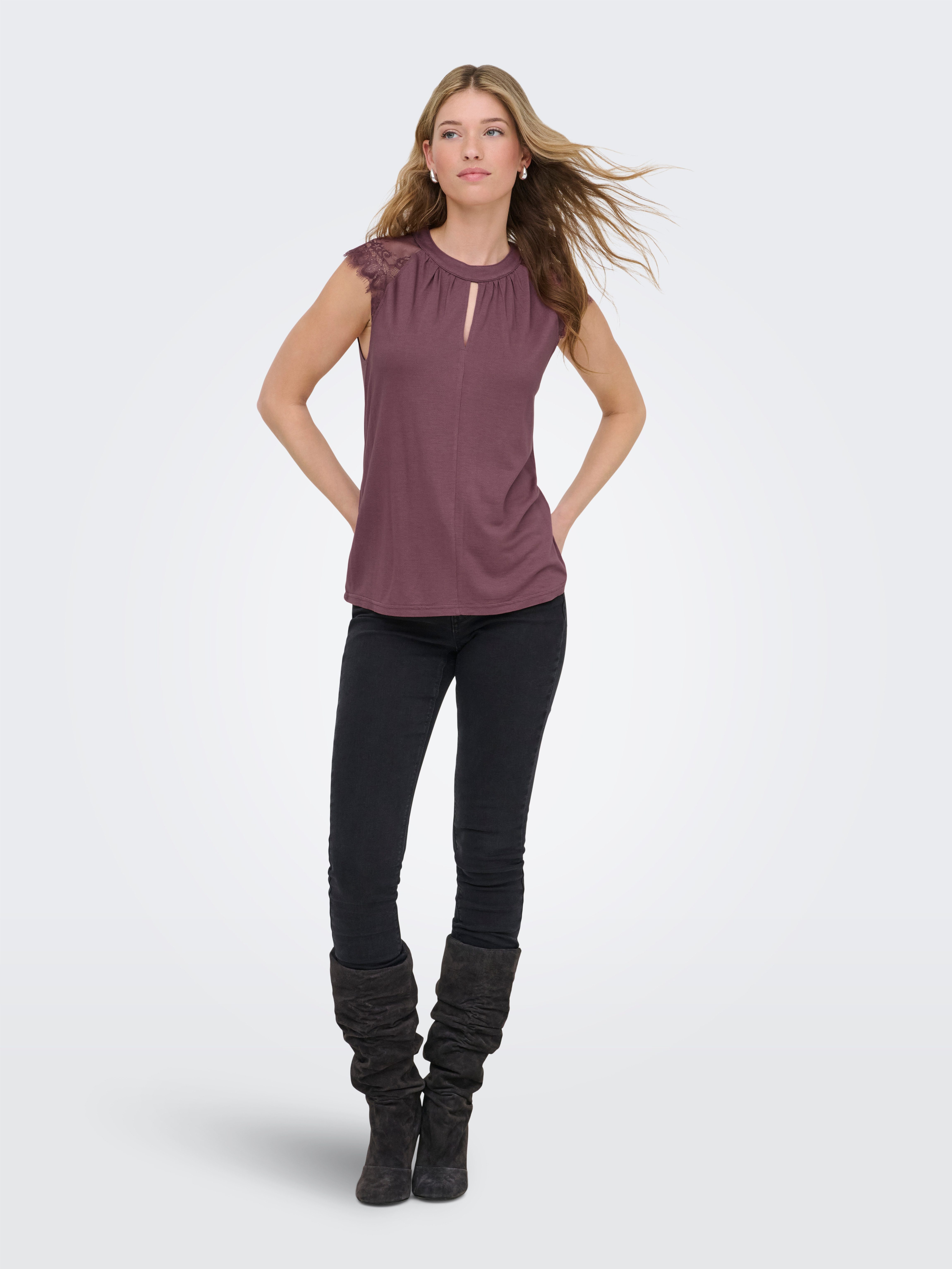 ONLY Kurzarmshirt ONLNICOLA S/S TOP CS JRS Viskose, regular fit, Rundhals