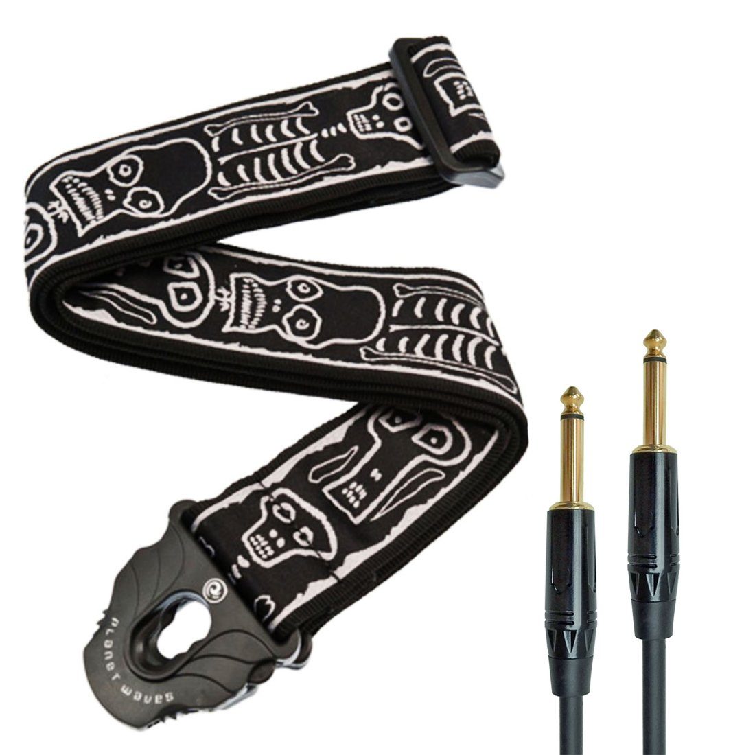 Planet Waves Gitarrengurt Skull, mit Klinkenkabel