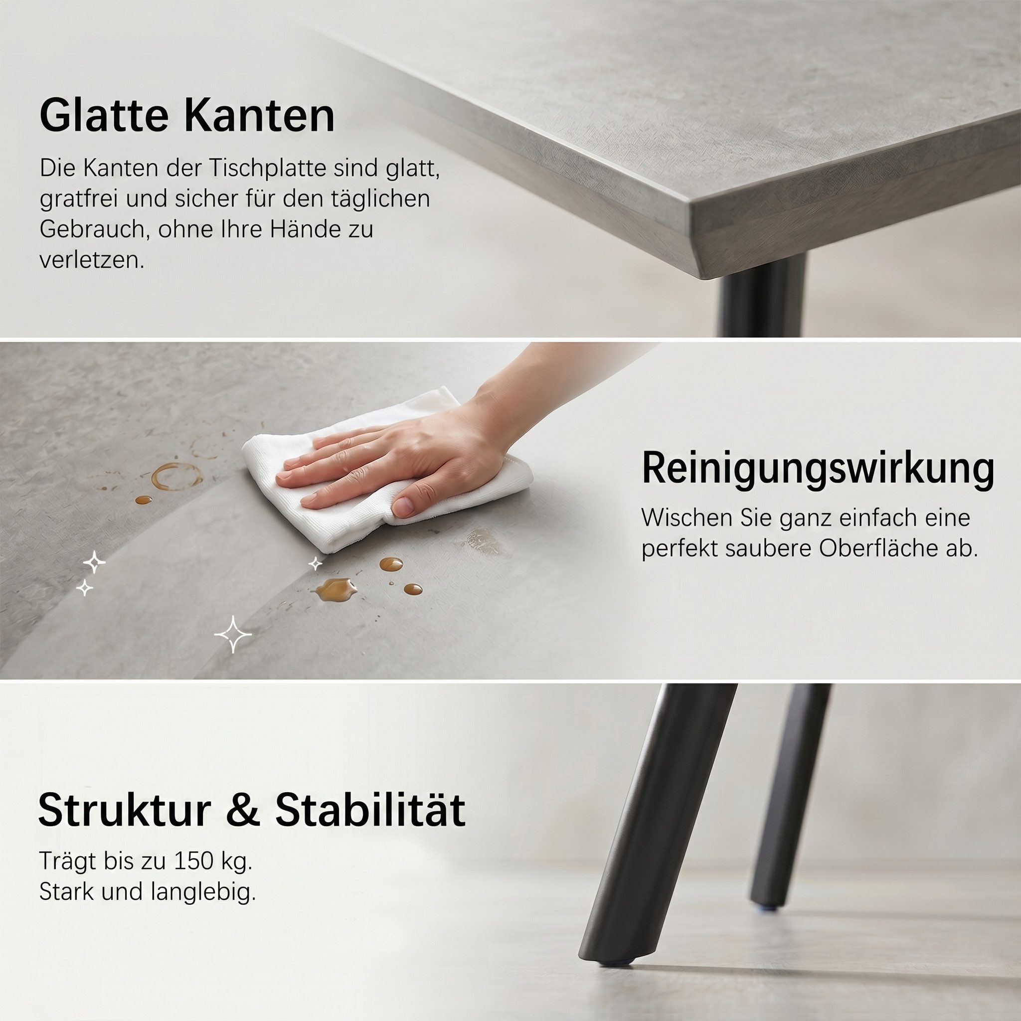 Jiexi Essgruppe Essgruppe 120x73cm MDF-Tisch Grau & Freischwinger Stühle – Bild 5 von 5