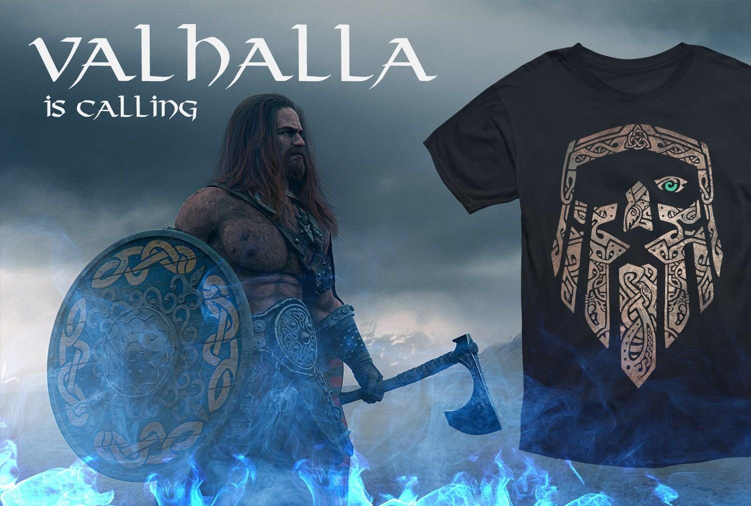 Neverless Print-Shirt Herren T-Shirt Odin Gott Valhalla Wikinger Nordmänner nordische mit Print