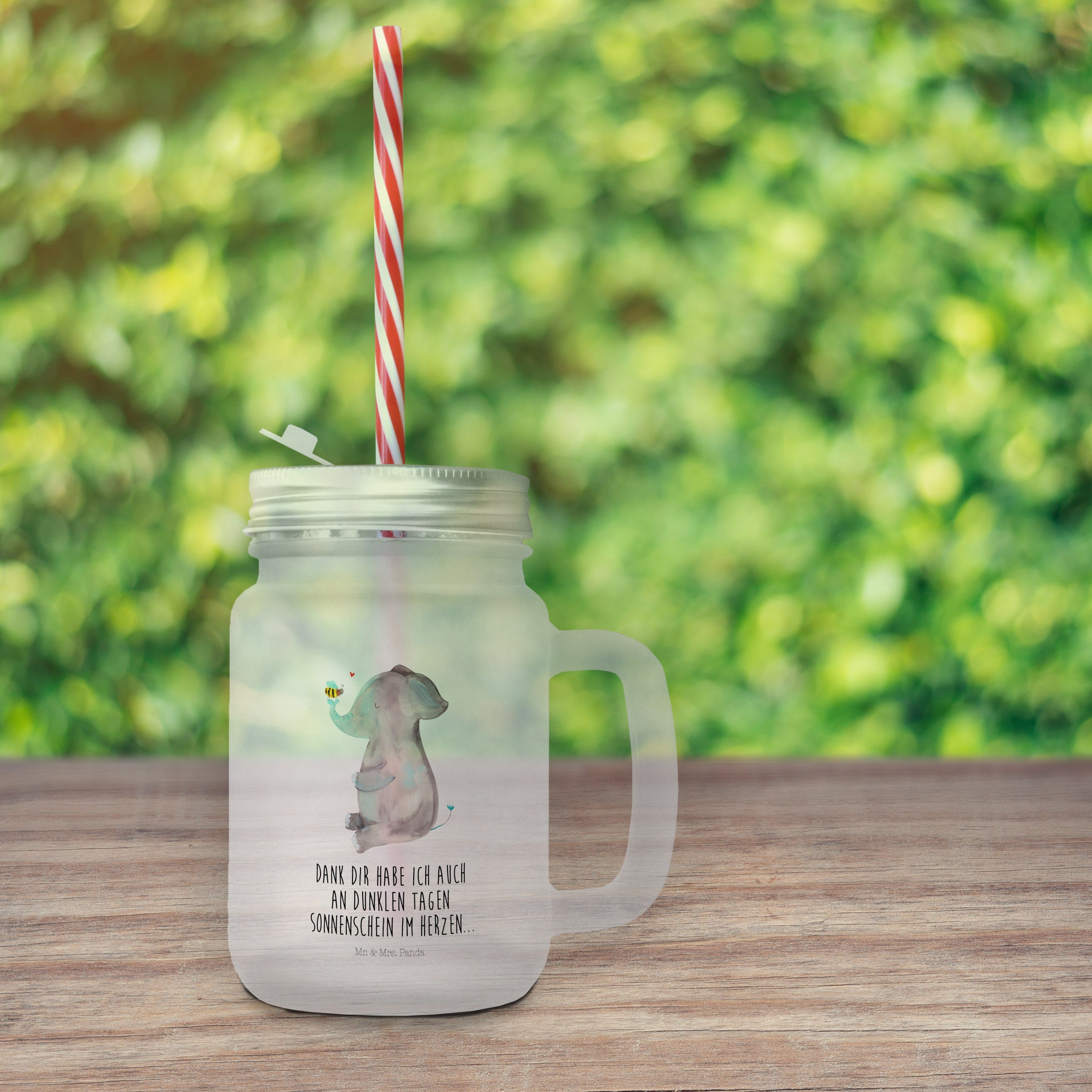 Mr. & Mrs. Panda Glas Hoch, Retro-Glas, Biene & Mason - Glas Jar, - Premium Elefant Geschenk, Transparent