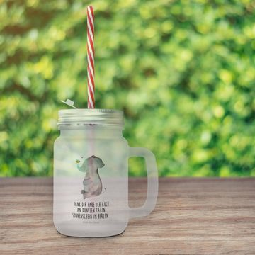 Mr. & Mrs. Panda Cocktailglas Elefant Biene - Transparent - Geschenk, Mason Jar, Retro-Glas, Hochze, Premium Glas, Inkl. Mehrwegstrohhalm