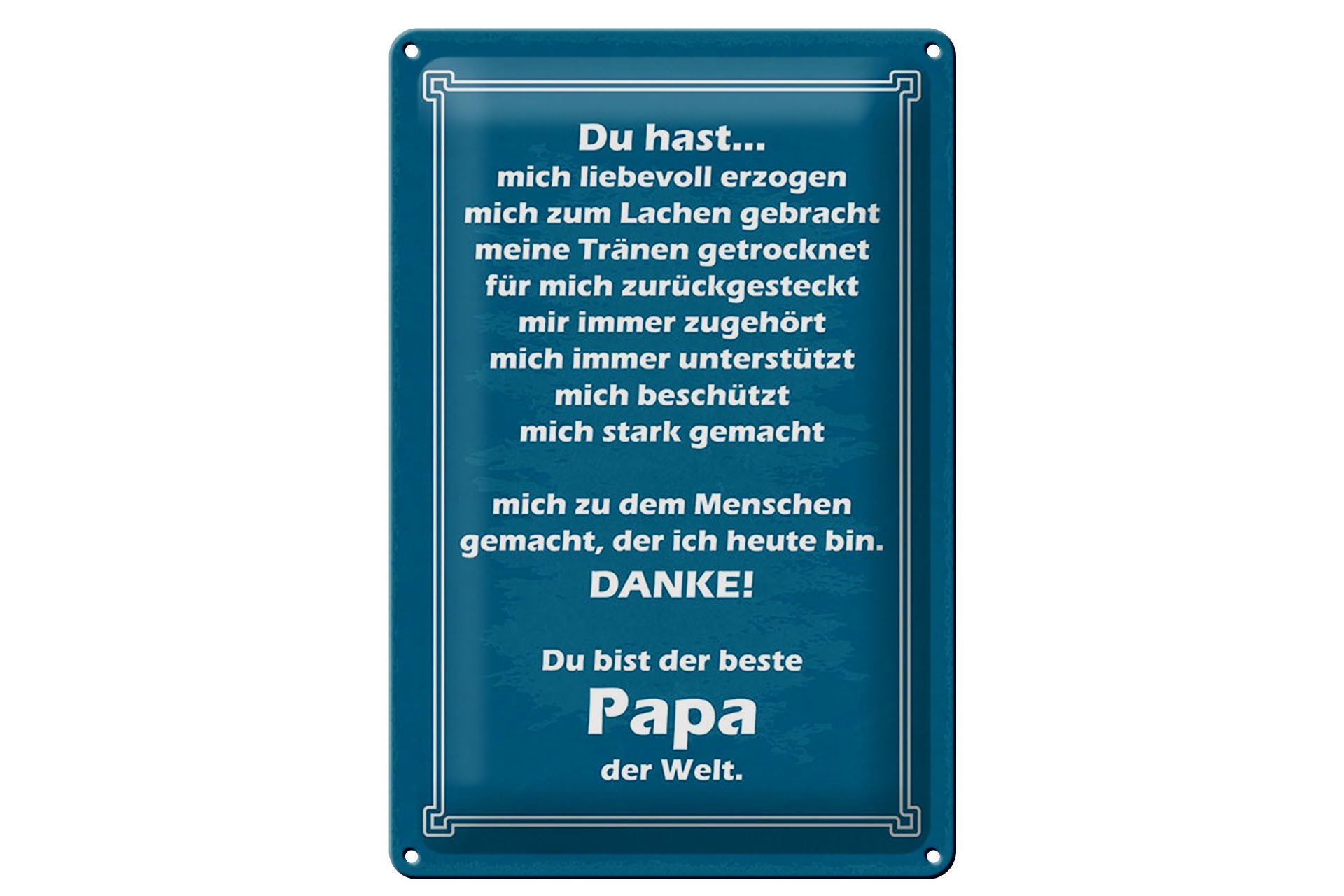 Metallbild Spruch 20x30 cm Danke Papa du hast mich liebevoll erzogen