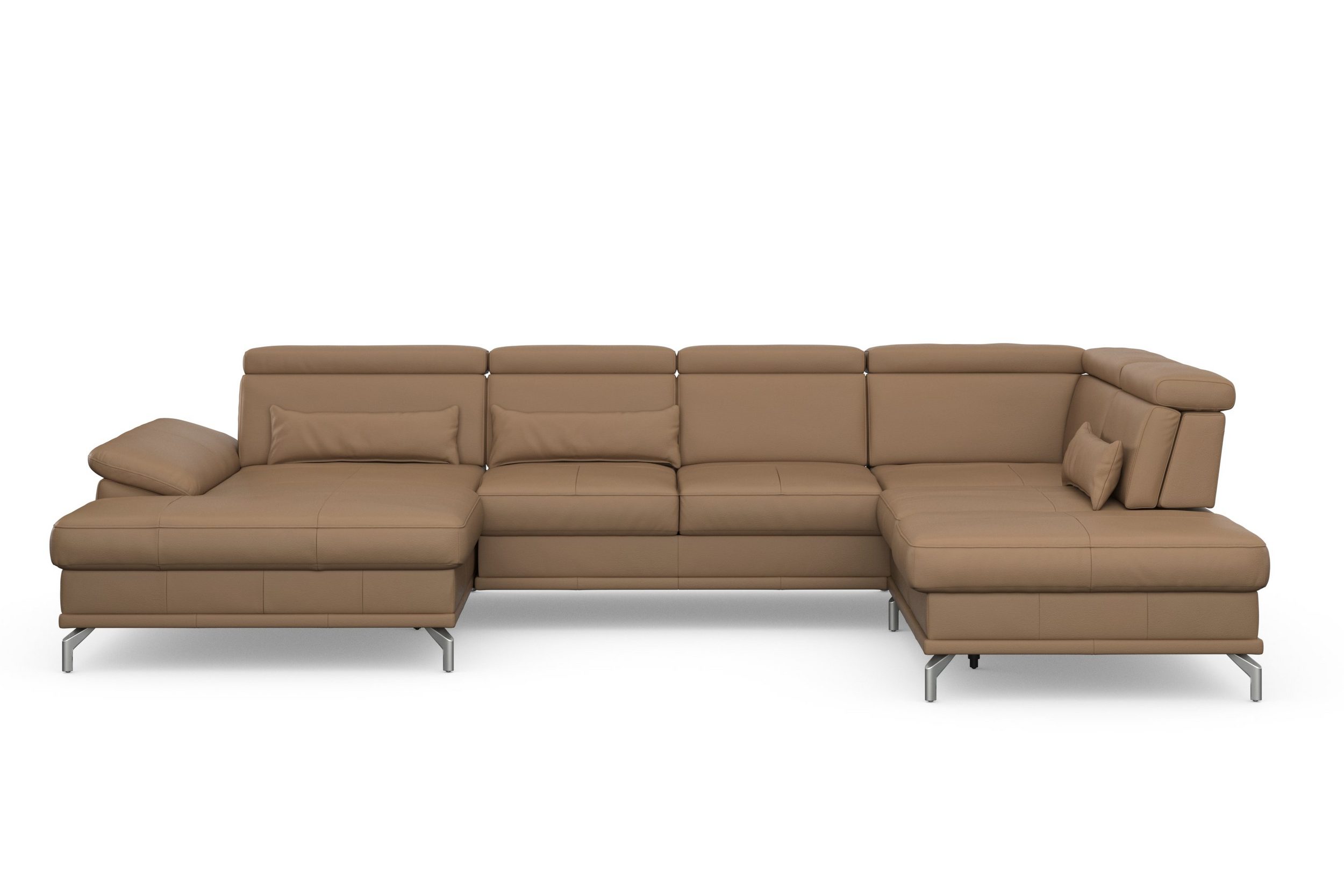 SIT&MORE Wohnlandschaft Cabrio U-Form, mit Sitztiefenverstellung, Arm- und Kopfteilverstellung Naturleder Cappucino