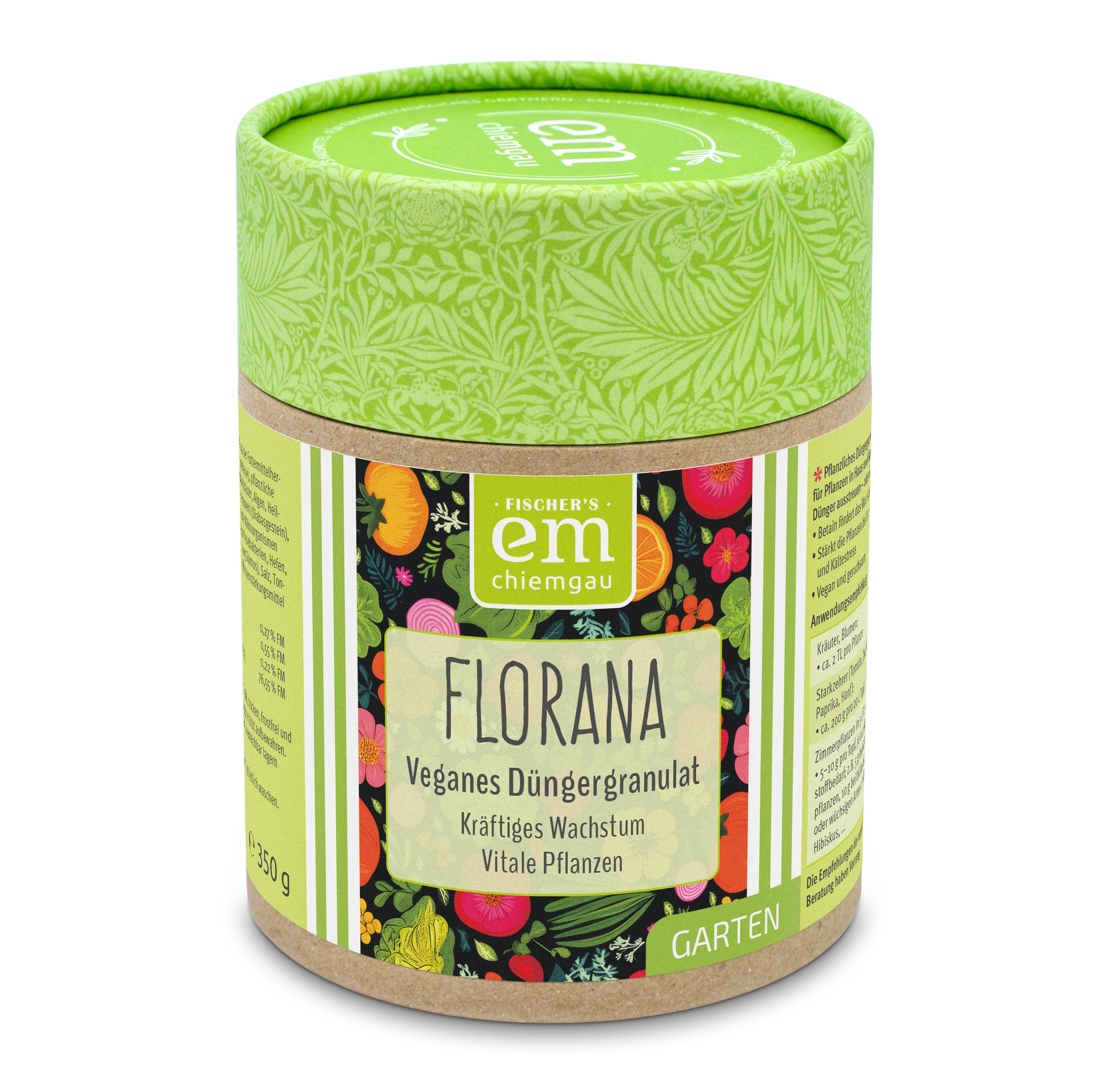 Fischer's EM-Chiemgau Pflanzendünger Florana Veganer Organischer Dünger für Garten-/Zimmerpflanzen, Fördert echte Bodenregeneration und Humusaufbau