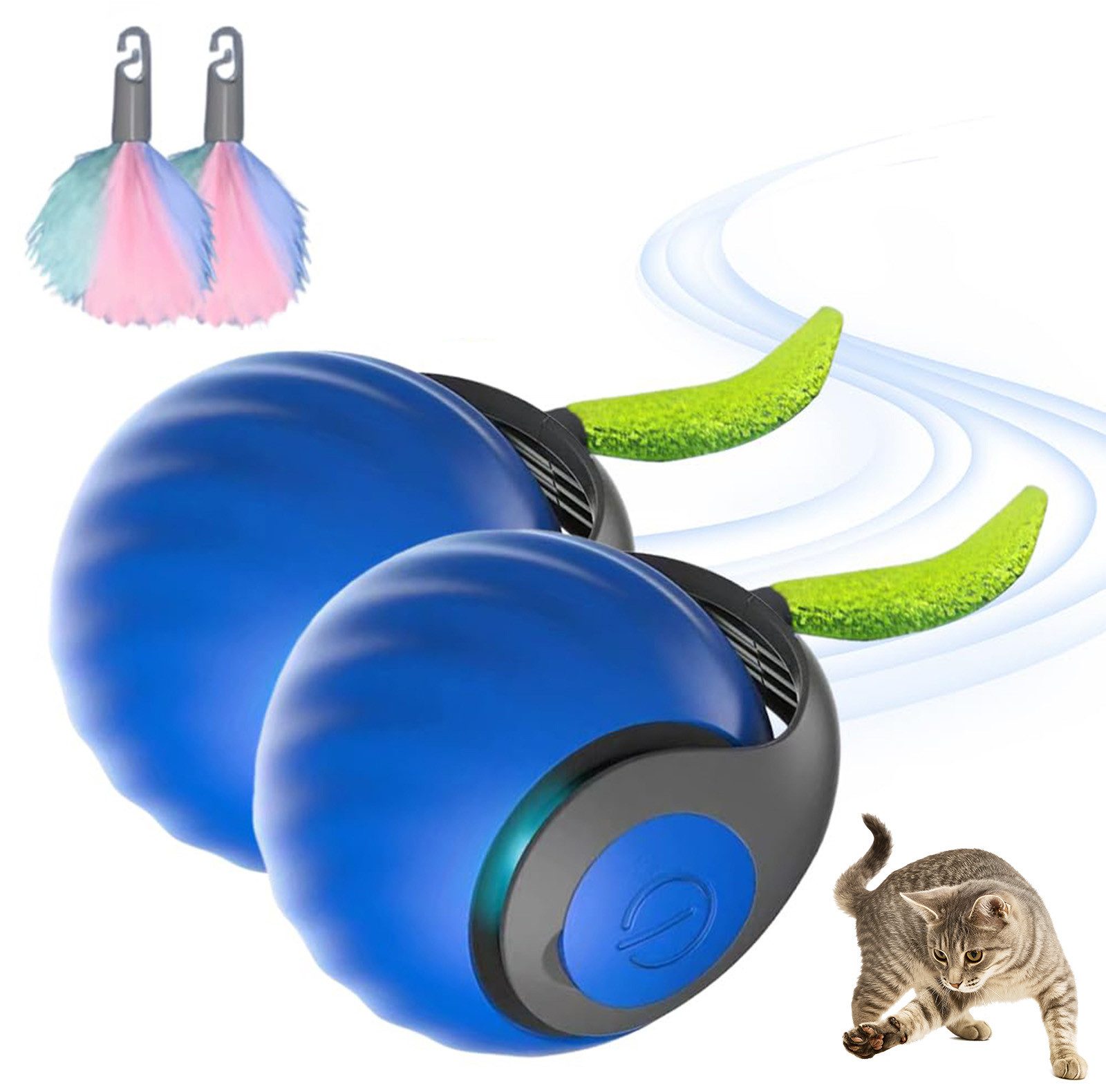 OKWISH Tier-Beschäftigungsspielzeug Intelligenter Katzenspielball Automatischer Bewegungsball, ABS+Silikon, elektrischer Spielball für Katzen und Hunde mit Bewegungssensor