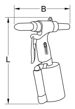 KS Tools Druckluftwerkzeug, Druckluft-Blindniet-Pistole, 2,4-3,2-4-4,8-5,6-6,4 mm