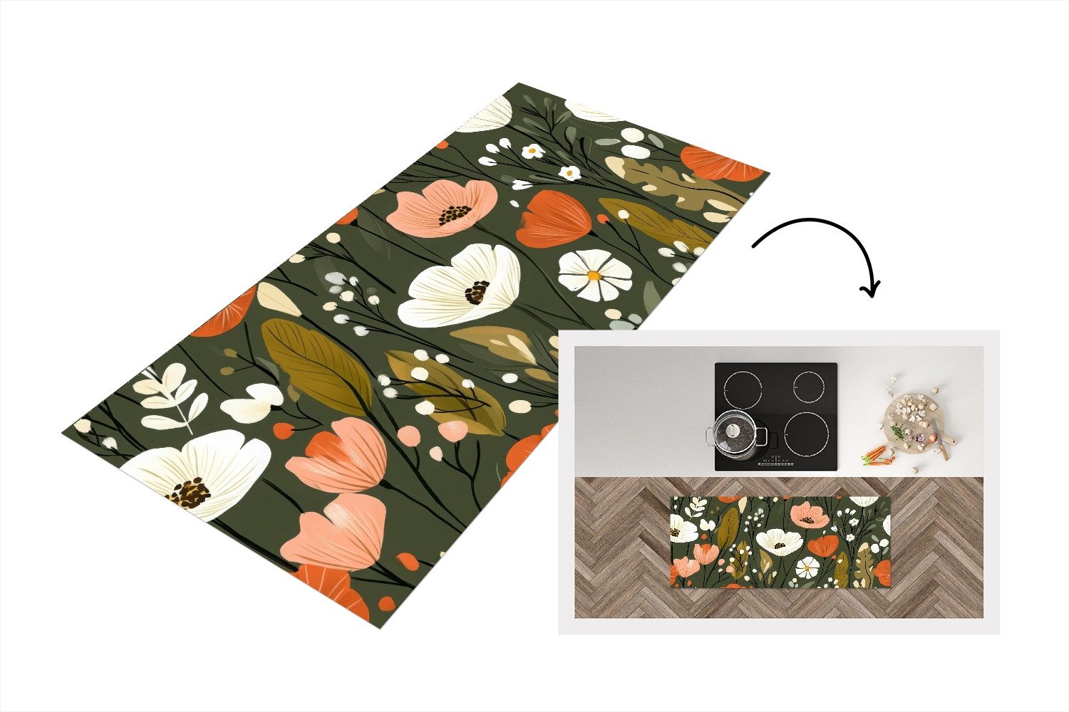 MuchoWow Küchenläufer Blumen - Illustration - günstig online kaufen