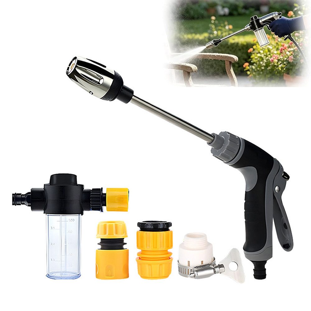 AFKSMILE Multifunktionsbrause 5 Stück Hochdruckpistole Set, Hochdruckreiniger mit Schaumflasche, Hochdruckdüse, 4 Strahlarten Gartenspritze, Sprühen und Reinigen