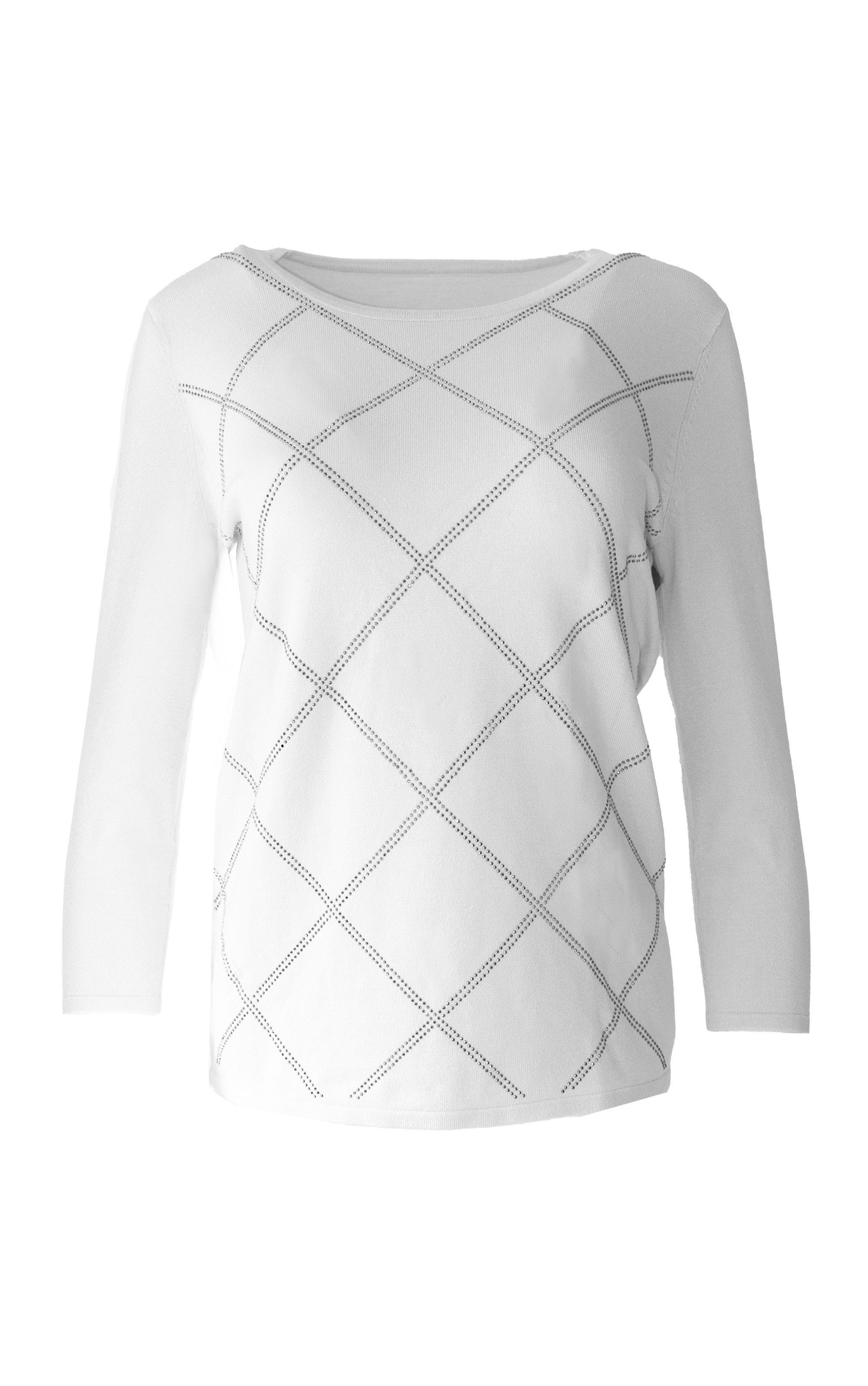 3/4 Arm-Pullover mit Rauten-Muster