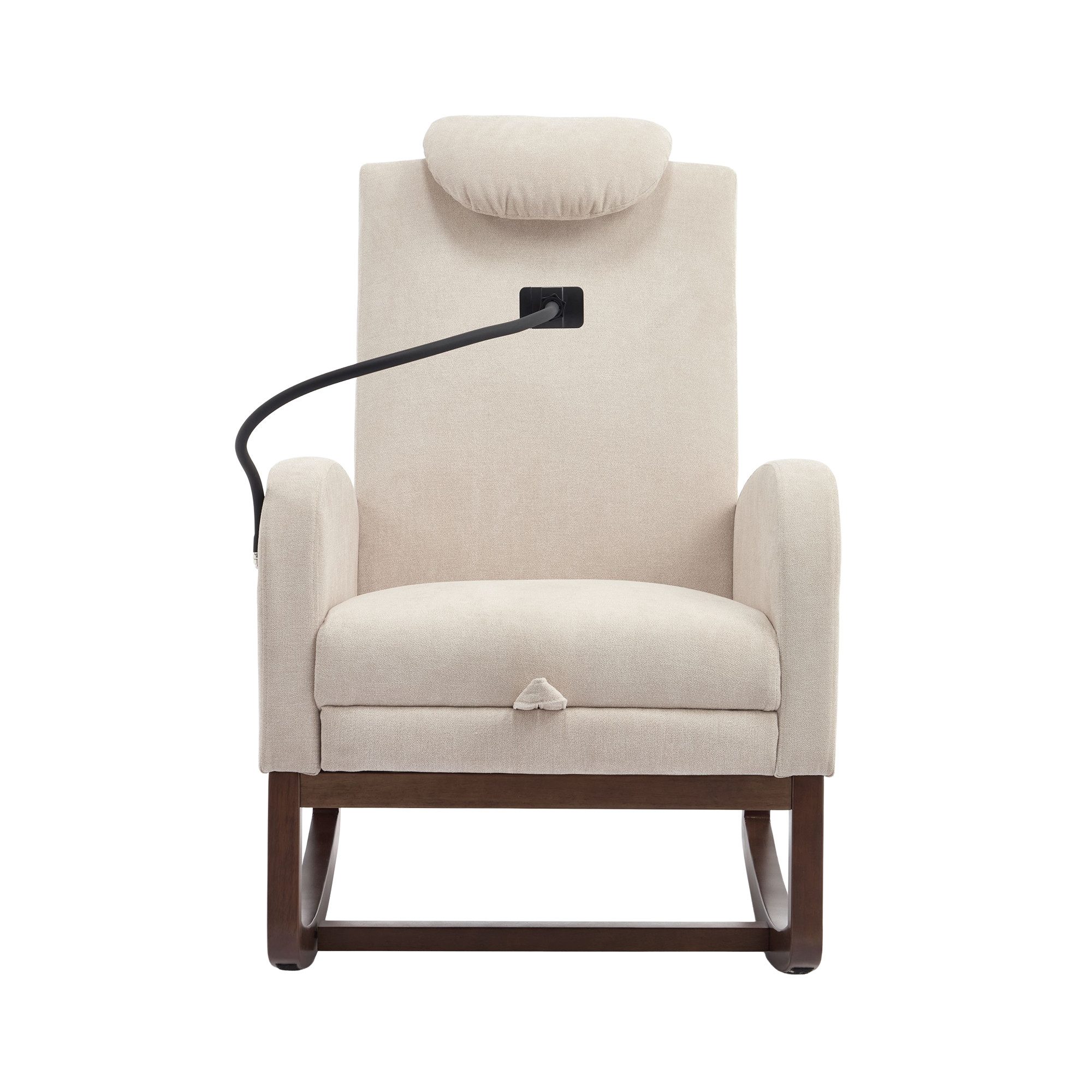 LVHOM Schaukelstuhl mit hoher Rückenlehne und Kopfstütze, massiver Holzrahm günstig online kaufen