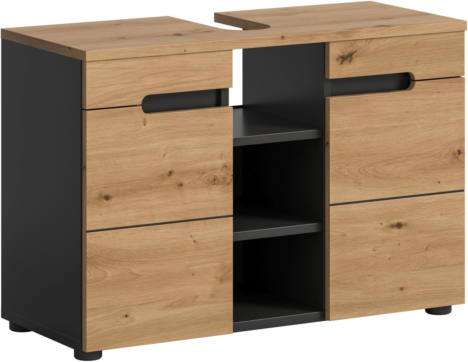 xonox.home Waschbeckenschrank Artisan Nachbildung Basalt Grau günstig online kaufen