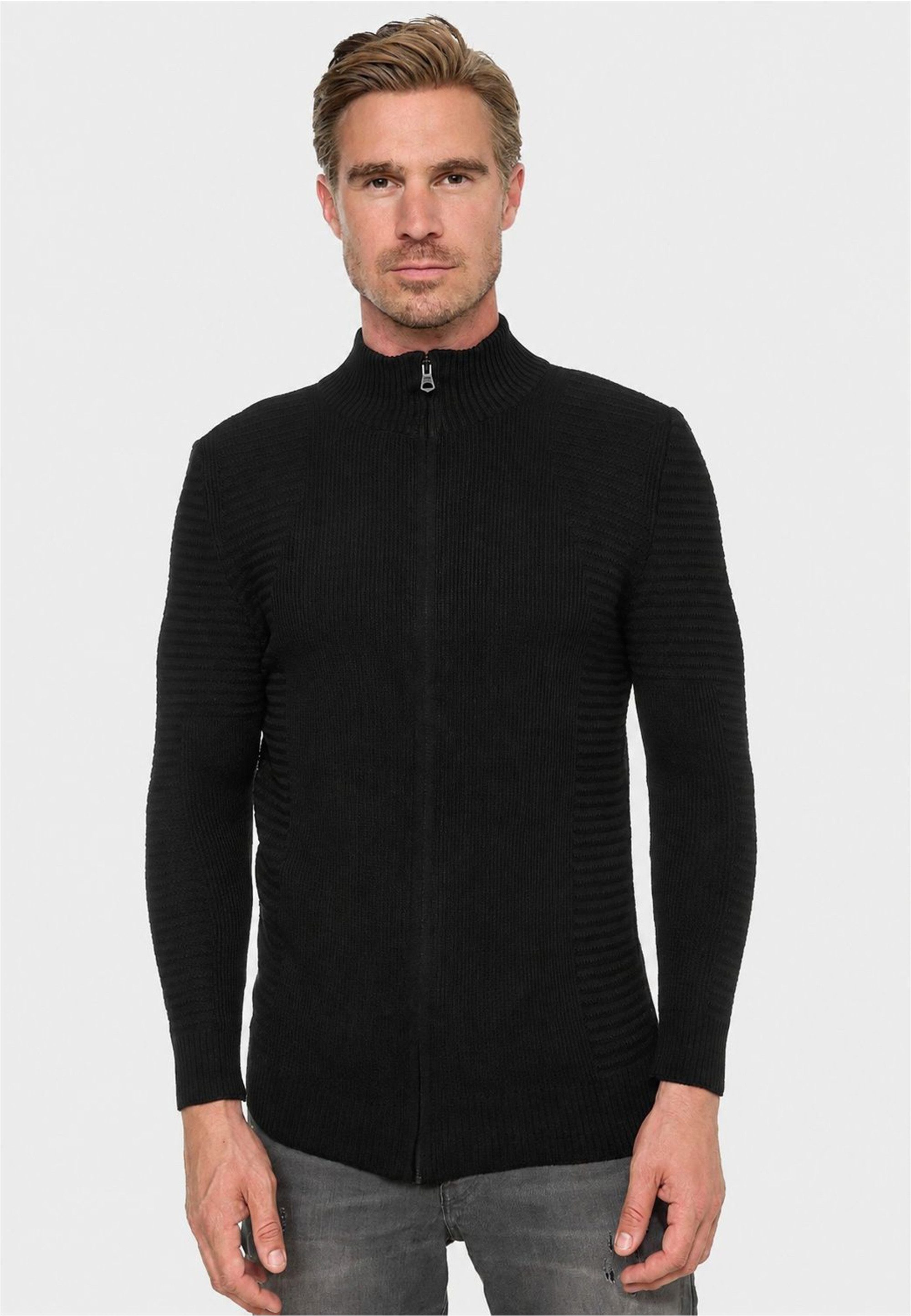 Rusty Neal Strickjacke Knitwear mit klassischem Stehkragen