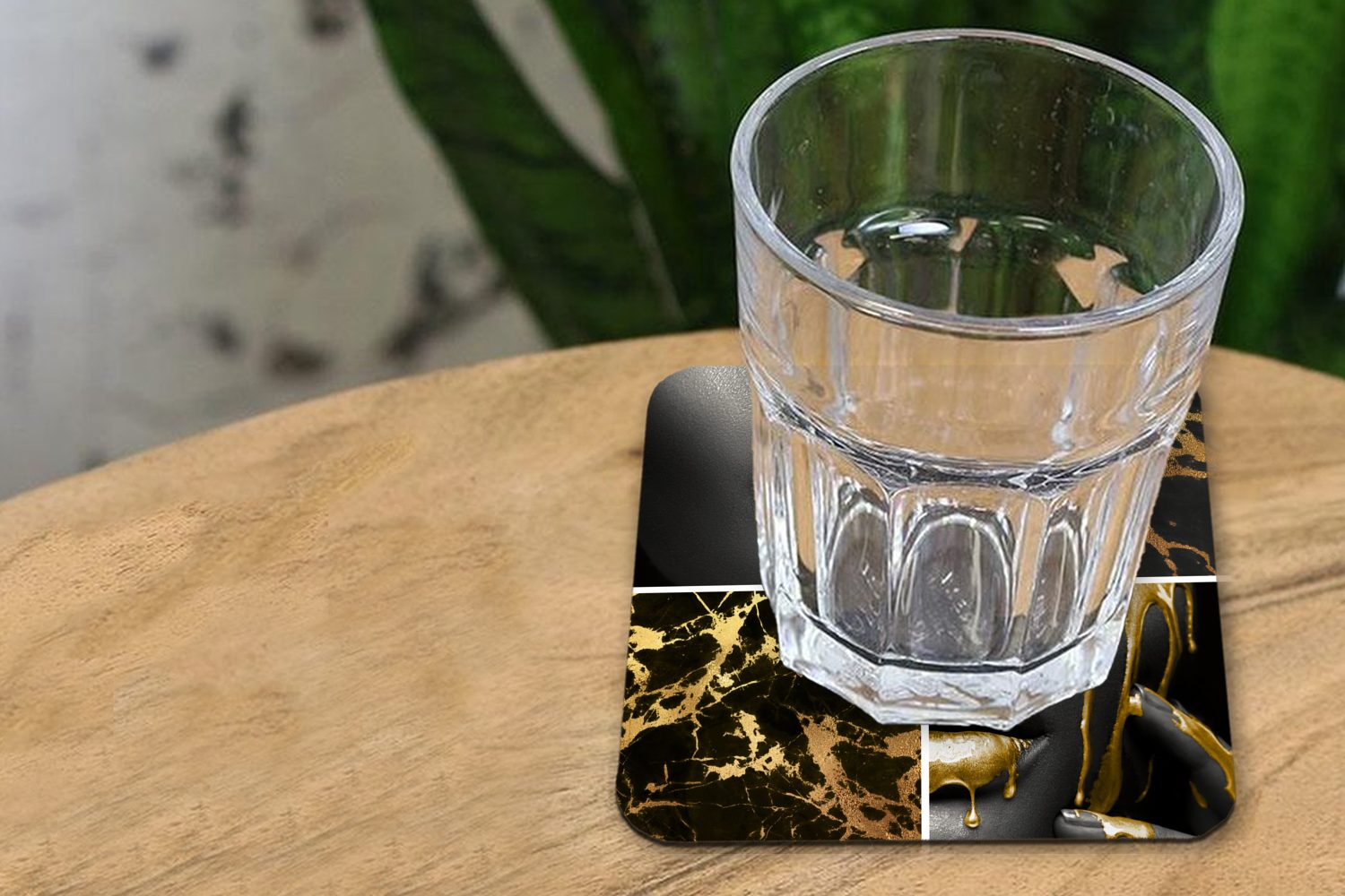 Glasuntersetzer, Marmor, für MuchoWow Gläser, Untersetzer, Korkuntersetzer, - - Tasse Glasuntersetzer Tischuntersetzer, 6-tlg., - Farbe Gold Zubehör Collage