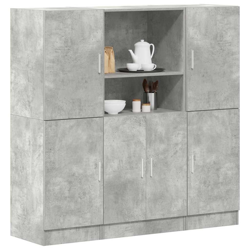 vidaXL Regal 3-tlg. Küchenschrank-Set Betongrau Holzwerkstoff, günstig online kaufen