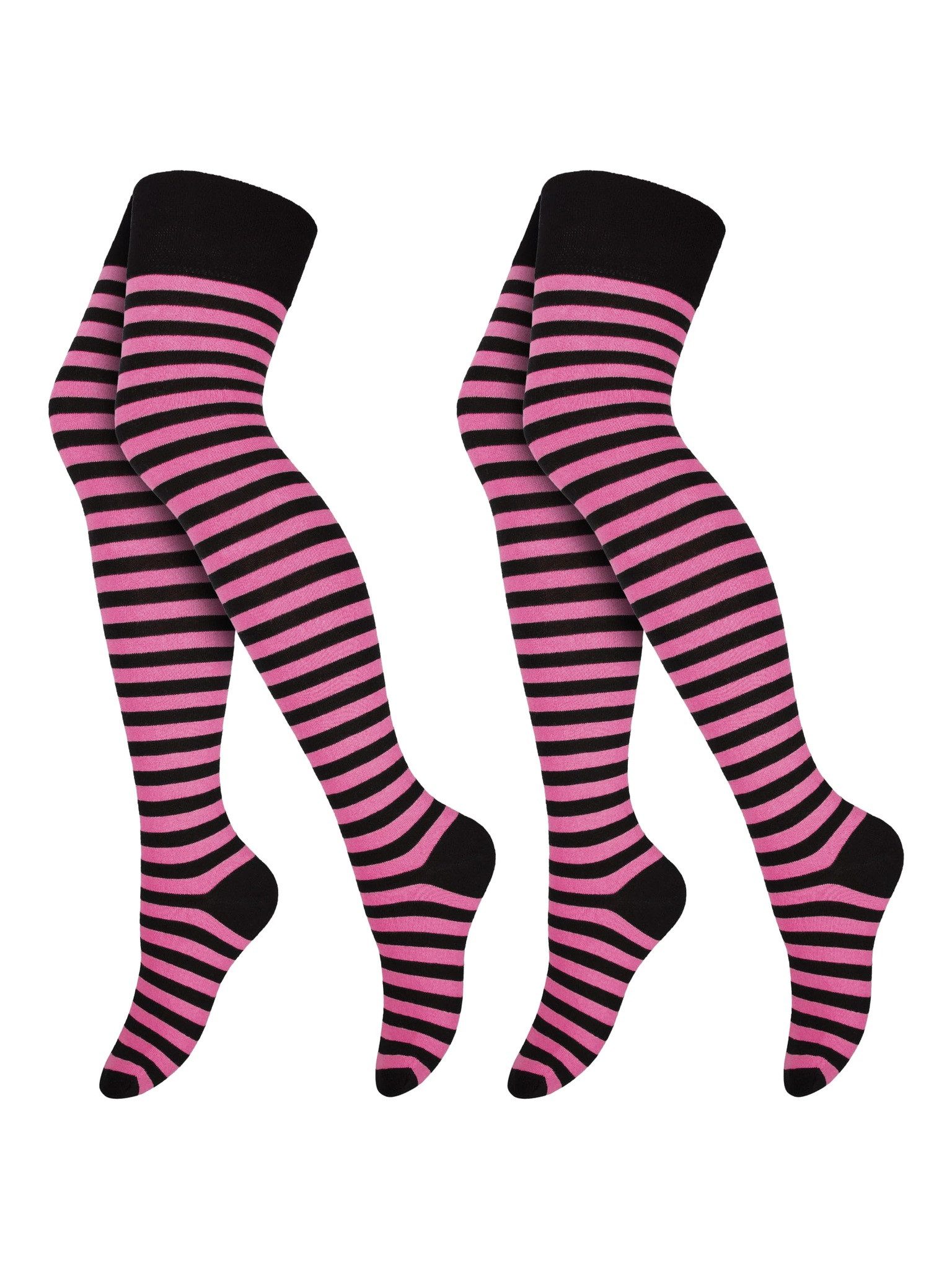 Black Snake Overknees Halloween Ringelstrümpfe Damen, lange Hexenstrümpfe für Karneval (Socken-Set, 2-Paar, Schwarz/Pink OneSize) Kostümstrümpfe für Fasching, Mottoparty und Hexenkostüm