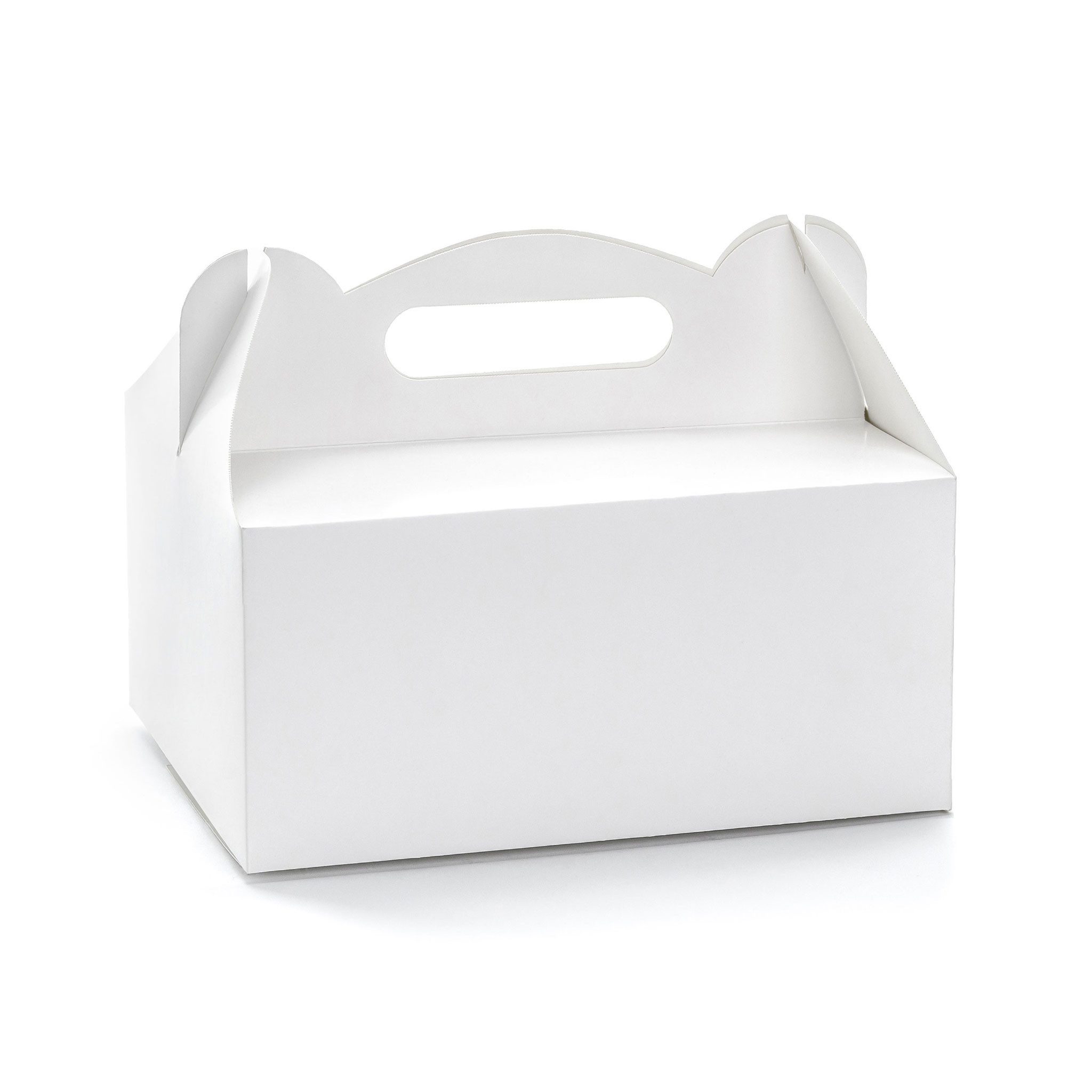 partydeco Kuchentransportbox, Karton, Tortenschachtel mit Griff 19x14x9cm für Torten Kuchen 10er Set Weiß