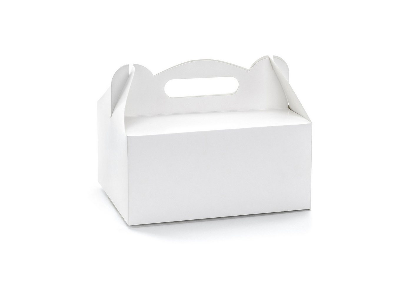 partydeco Kuchentransportbox, Papier, Tortenschachtel mit Griff 19x14x9cm für Torten Kuchen 10er Set Weiß