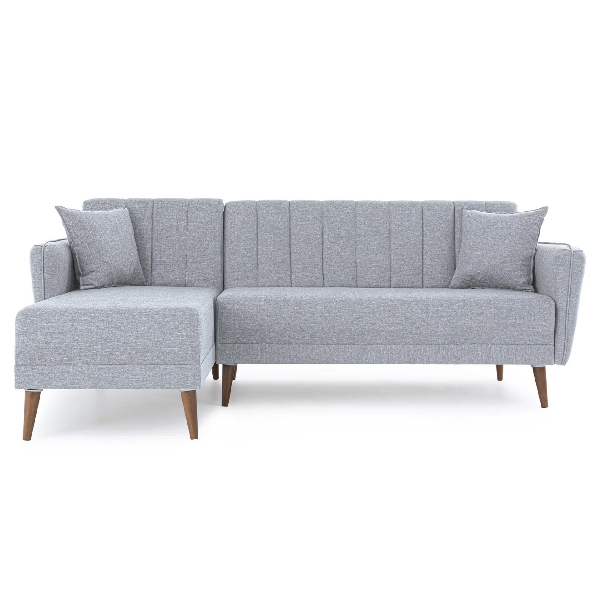 Gozos Ecksofa Gozos Mammo Sitzgruppe Ecksofa, Bettfunktion Couch, 225 x 150 x 85 cm, mit Relaxfunktion Grau