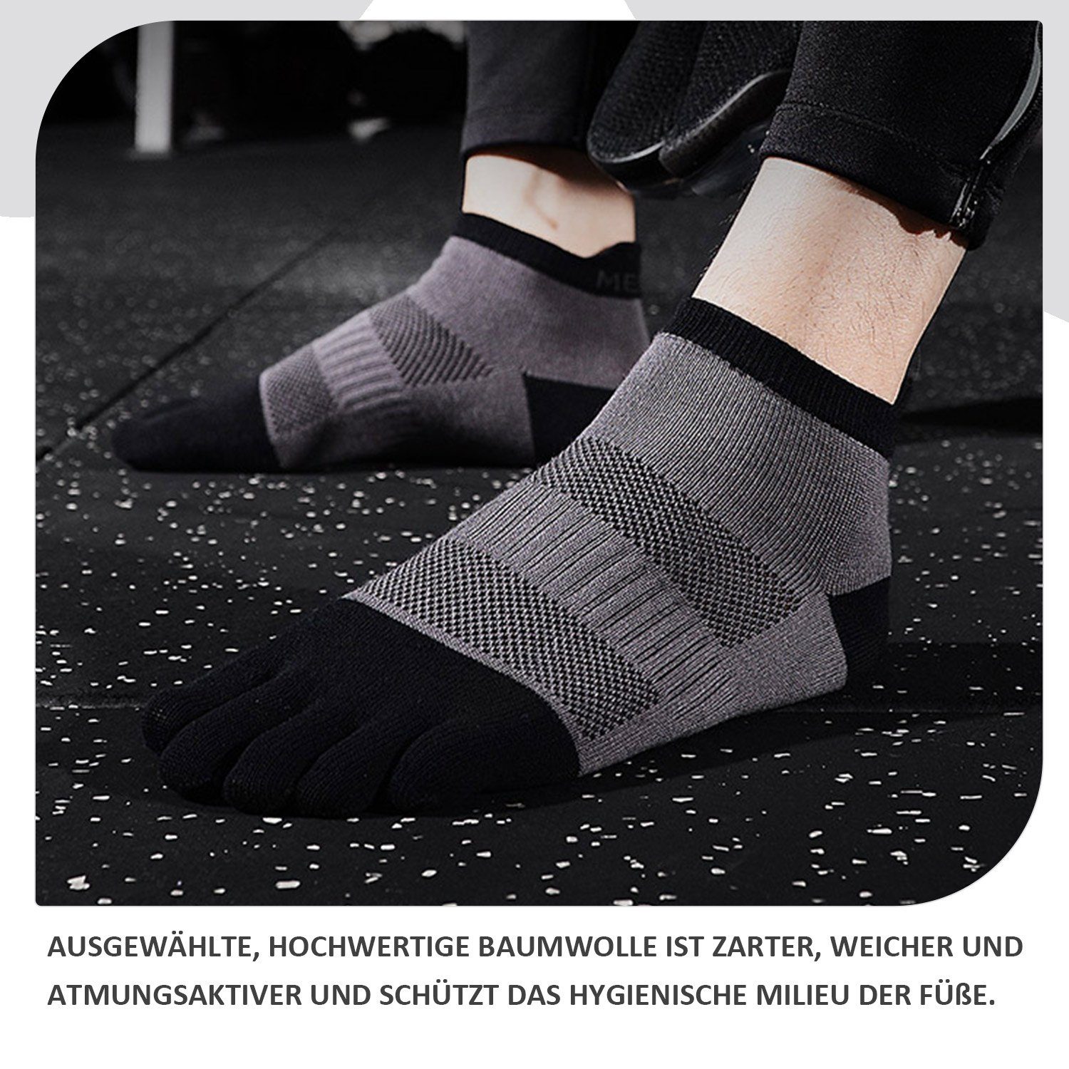 Daisred Zehensocken Toe Socken 38-43 + Sportsocke Gelb 2 Grau Paw Paare zehenfreie