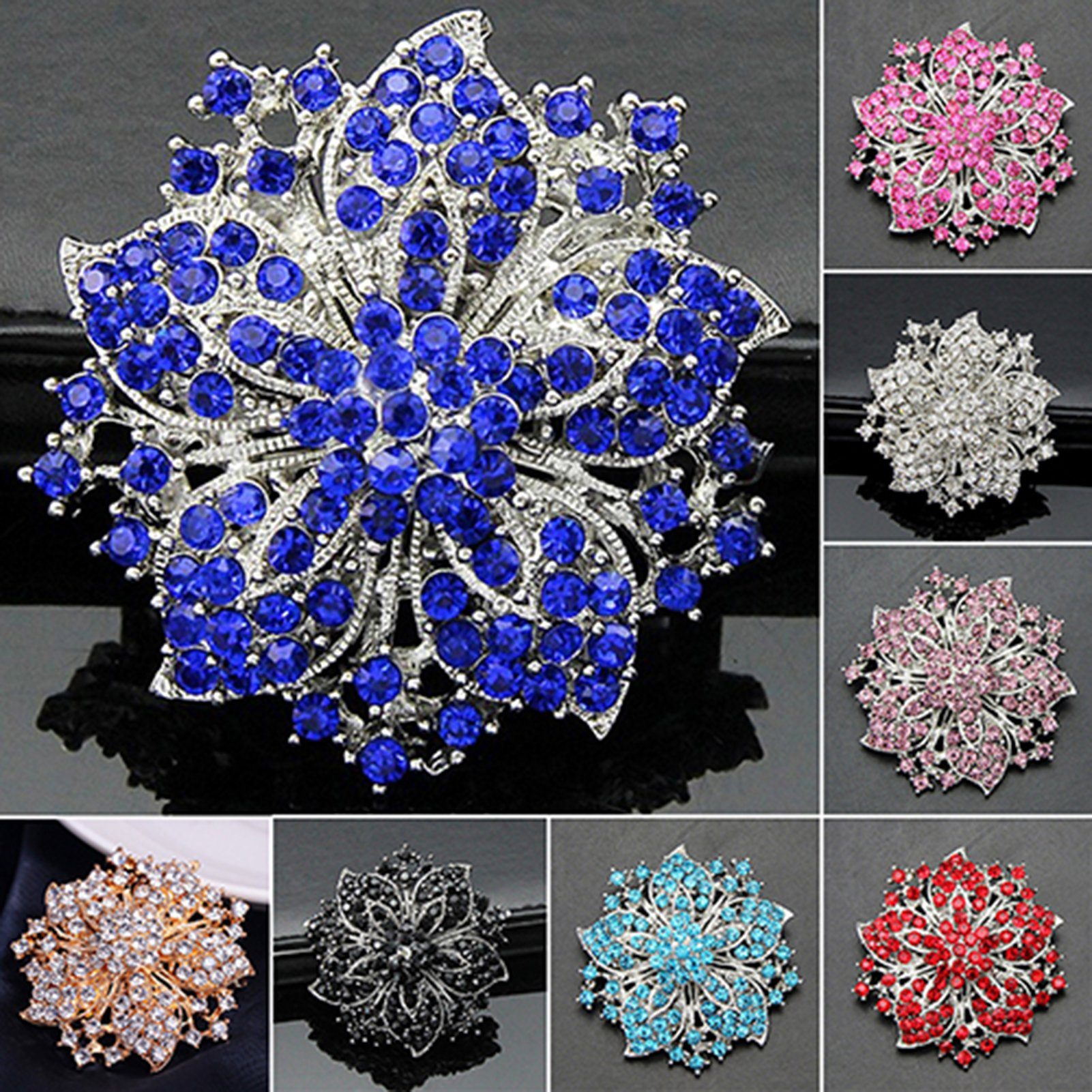 Corsage Pin, Vintage Rutaqian Kristall inspirierte Brosche Blume Braut Brosche Brosche