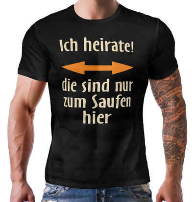 RAHMENLOS® T-Shirt für den Bräutigam zum JGA - ich heirate! Doppelpfeil