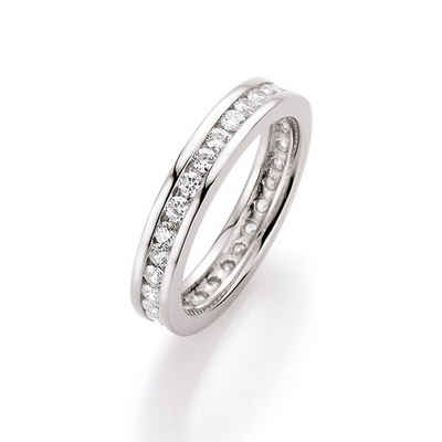 Smart Jewel Silberring Memoire Ring, rundum mit Zirkonia gefasst, Silber 925