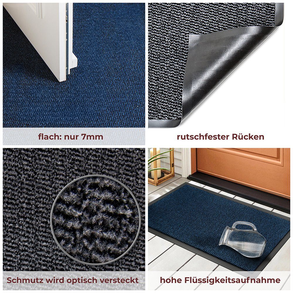 Anthrazit-schwarz  geeignet mm, Schmutzfangmatte, für Fußmatte Rio, überdachten Innen- Diem, und Höhe: 7 Außenbereich Carpet rechteckig,