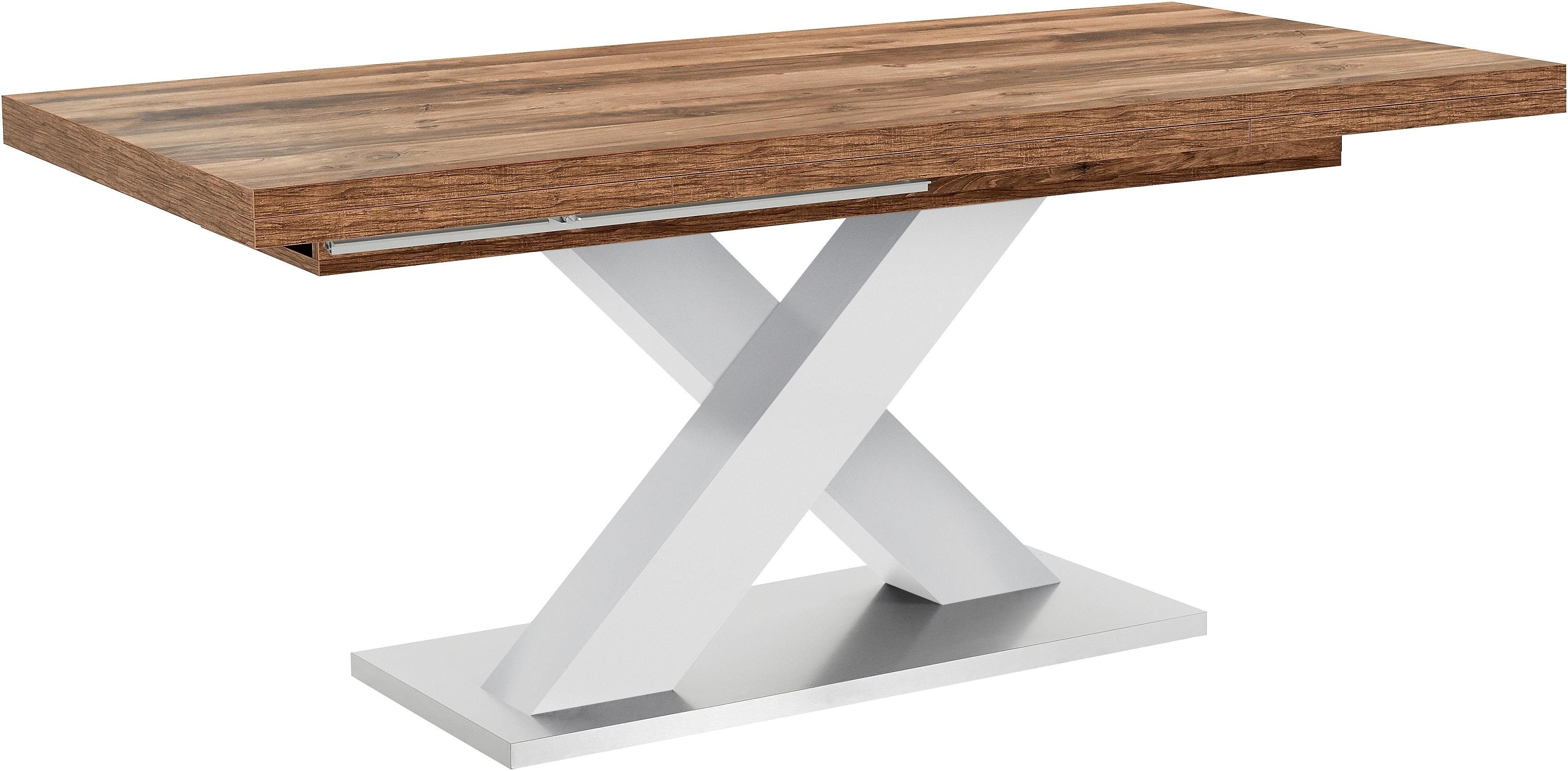Mäusbacher Esstisch »Komfort C« mit X-Gestell in weiß und mit Auszugsfunktion, Breite 160-260 cm - Mäusbacher