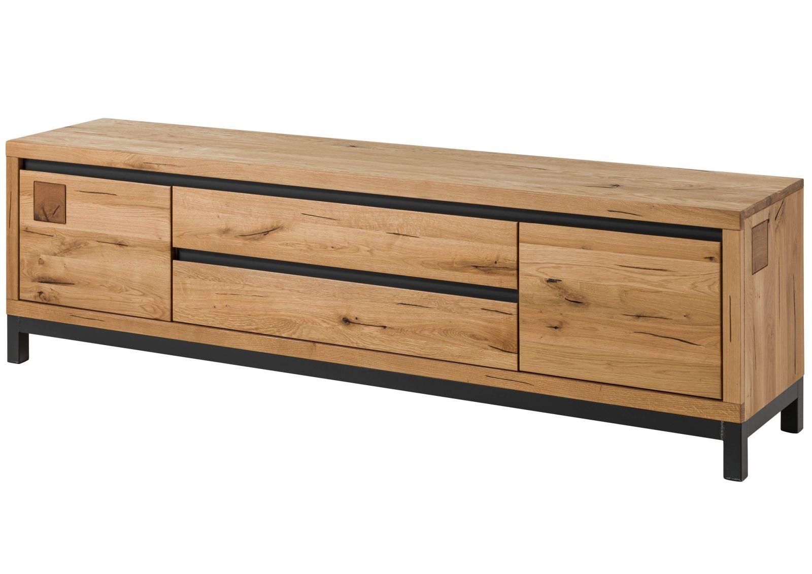 Massivmoebel24 TV-Board VILLANDERS Wildeiche Massivholz natur (Massivholz montiert 64 kg VILLANDERS #153), Wildeiche 190x40x56 cm (BxTxH) natur geölt