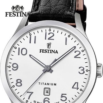 Festina Quarzuhr Festina Analog Damen Uhr F20469/1 Leder, Damen Armbanduhr rund, Lederarmband schwarz